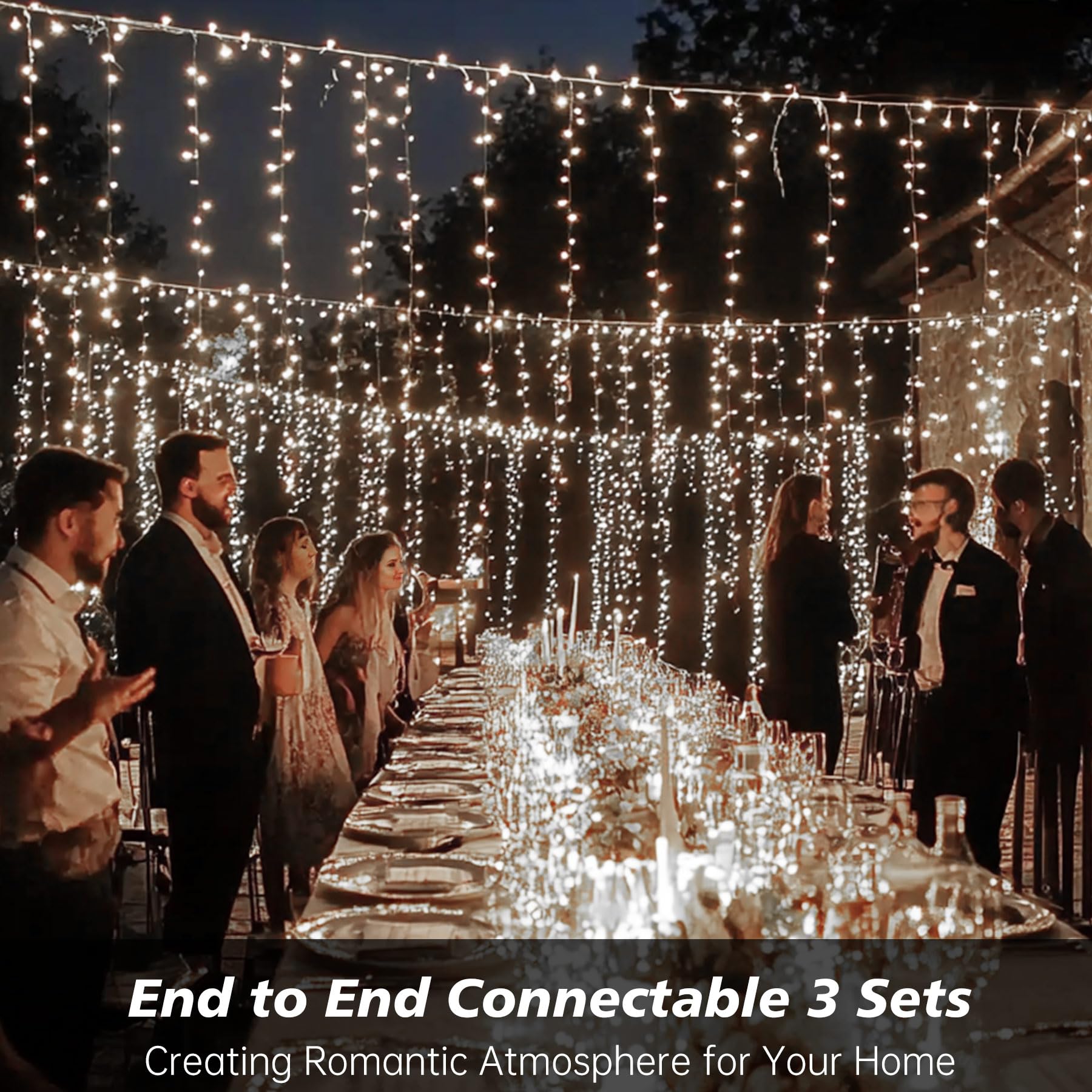 Topported Icicle Christmas Lights Outdoor,520 Led 49.2Ft 8 Modes With 80 Drops Cool White Icicle Lights,Remote Control Outdoor I