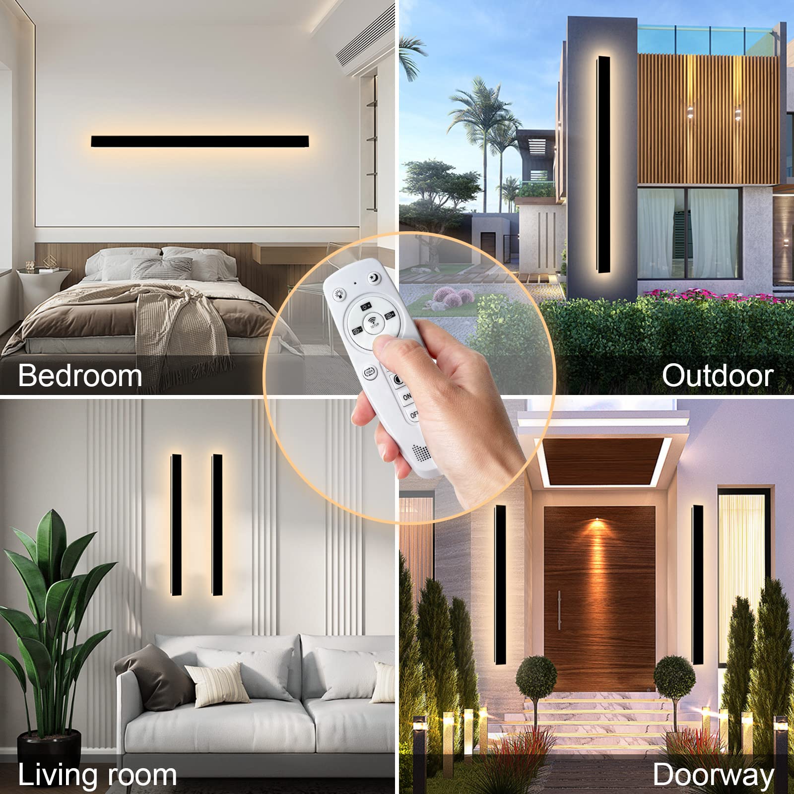 Sjiguangz Modern Outdoor Wall Lights 92.5In Long Black Outdoor Wall Sconce Light, Waterproof Wall Mounted Linear Wall Lights For