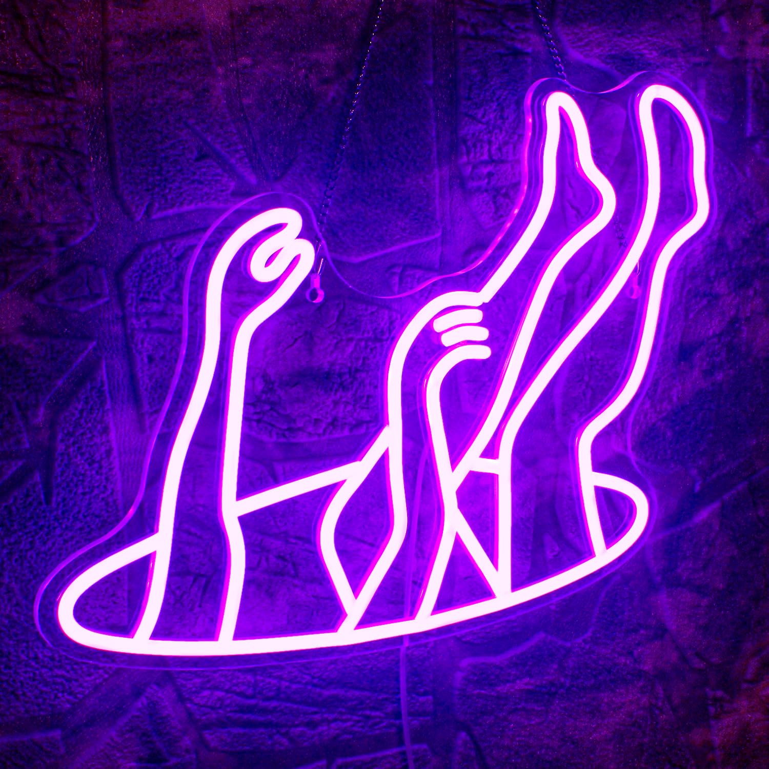 WLHOPE Neon Sign, Falling Man Design, Purple LED Light, 15.1inx12.1in, Acrylic, Wall Decor for Bedroom, Home Bar, Game Room
