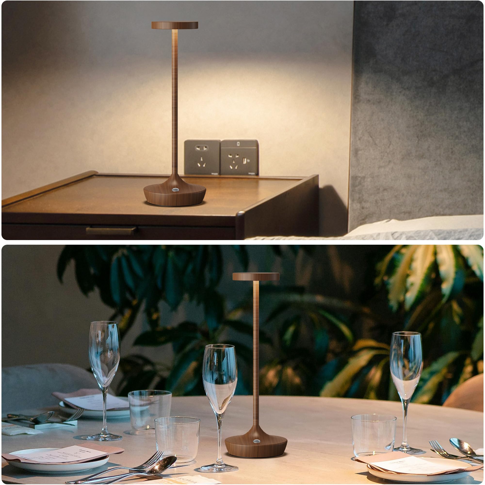 Yht Cordless Table Lamp Rechargeable,6000Mah Battery Operated Led Desk Lamp,Portable Outdoor Waterproof 3-Color Touch Dimmable T