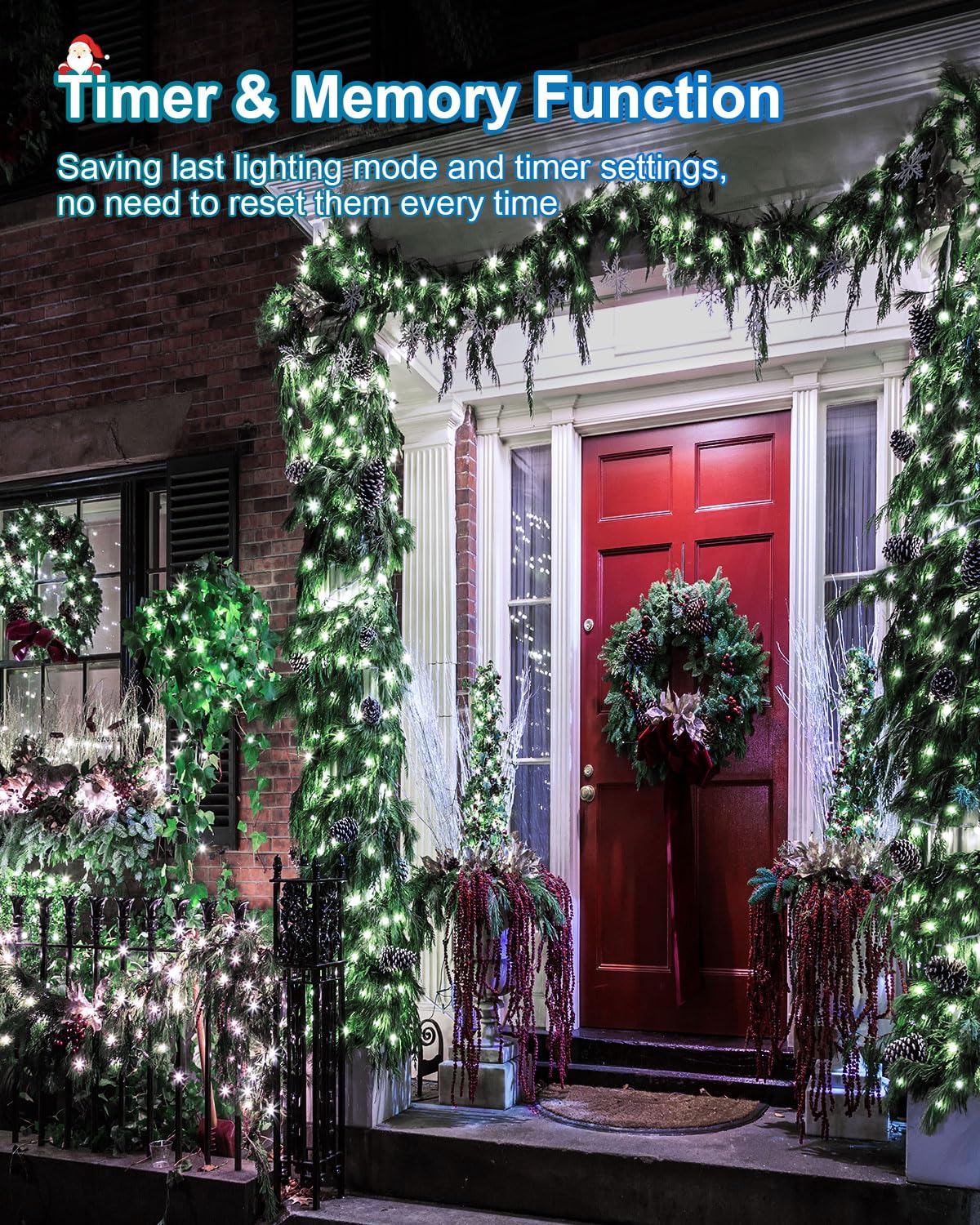 JIXXULVU 355FT 900 LED Christmas Lights, Waterproof Outdoor String Lights, Timer & Memory, Dimmable, Cool White, Model 300L