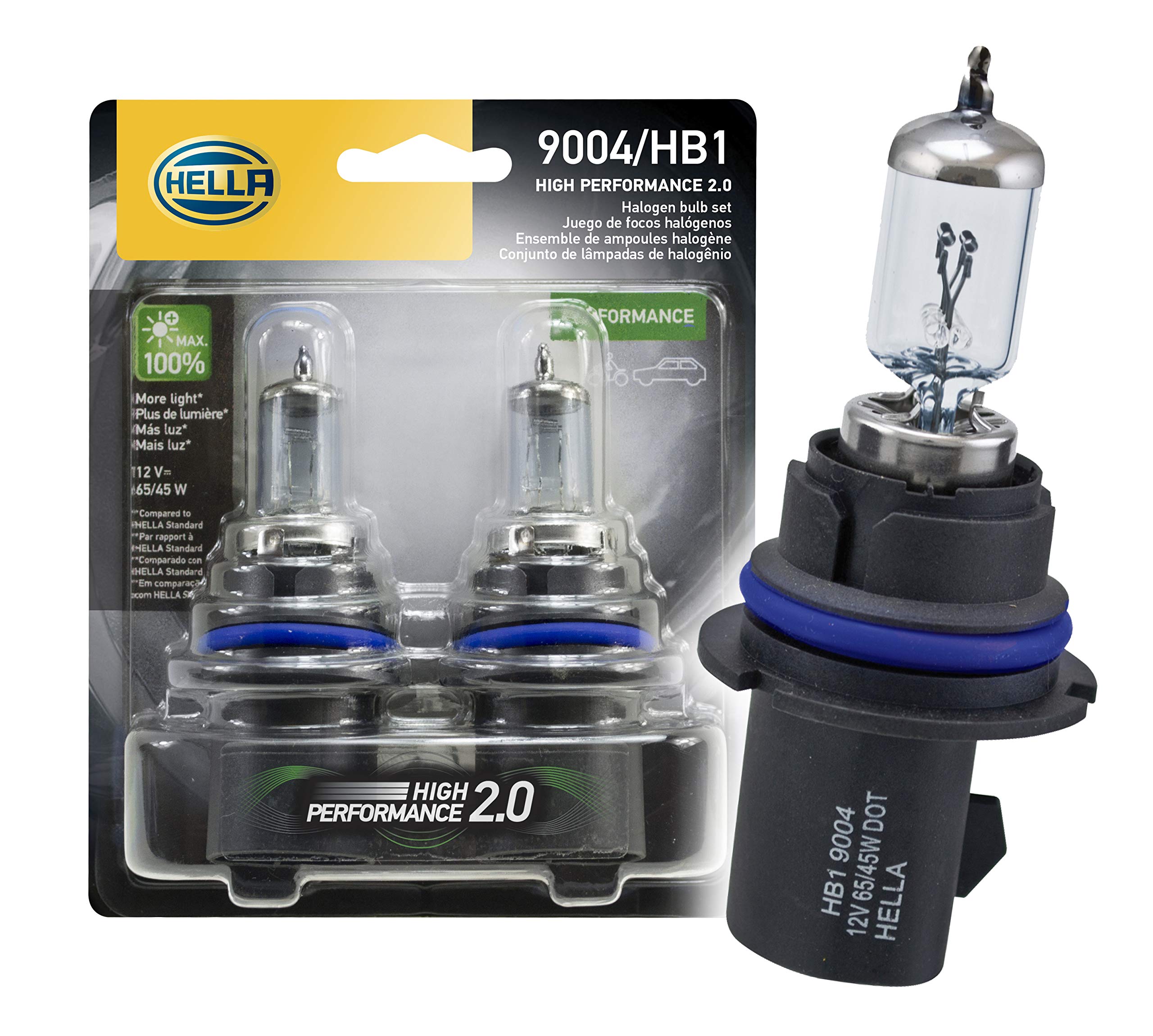 Hella 9004 2.0TB High Performance Bulb Kit, 12V, 65/45W, Multi Color, 2 Pack