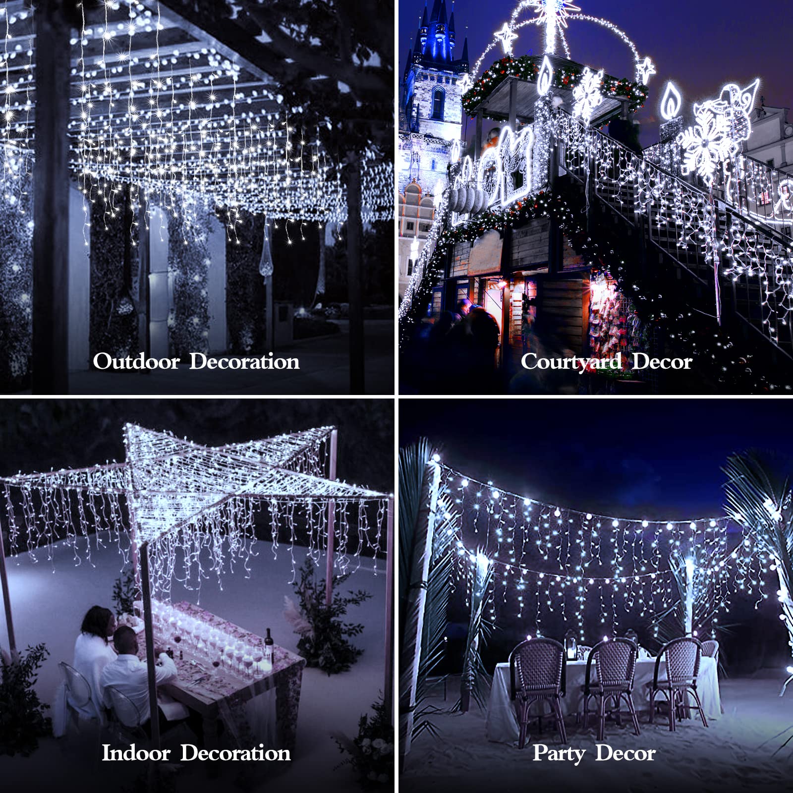Flvoecn 480 Led Christmas Lights, 49Ft Cool White Indoor/Outdoor, Waterproof, 8 Modes, Timer, Dimmable, Model Bg-Cl3M3-306L