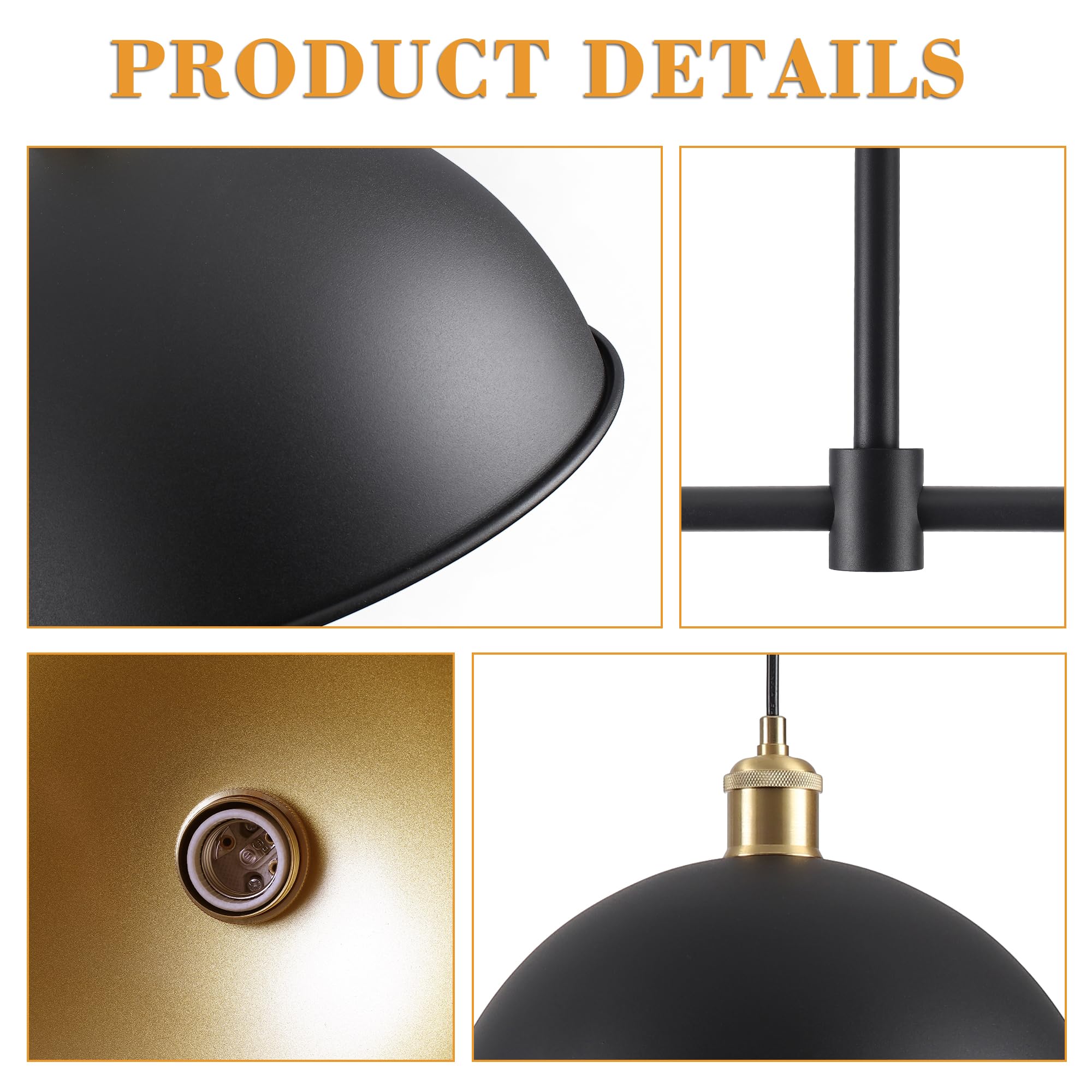 Febeleven Farmhouse Black Pendant Light With 2-Lights  11.81 Dome Pendant Lights Fixtures Modern Adjustable Hanging Lighting For Kitchen Island Dining Room And Foyer