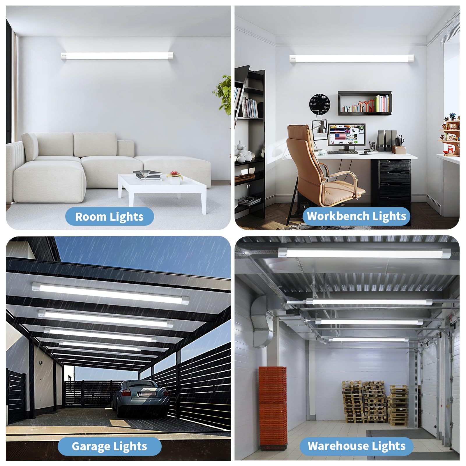 Plug In Ceiling Light, 5Ft Led Shop Light Plug In Under Cabinet Lighting Fixture With Plug In Cord 5000K Water-Proof Workbench L