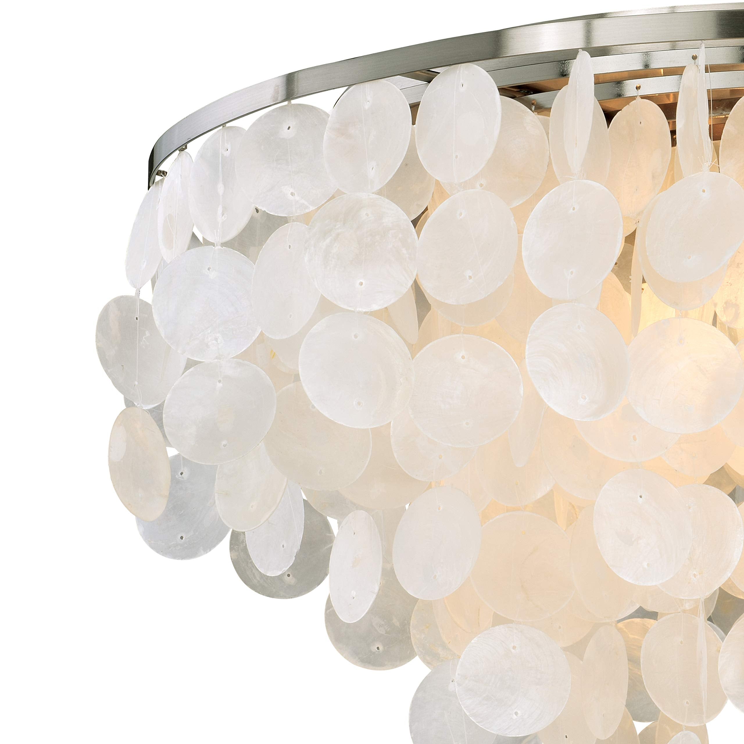 VAXCEL Elsa Flush Mount Ceiling Light Fixture 24 in Round Satin Nickel Capiz Shell Model C0118