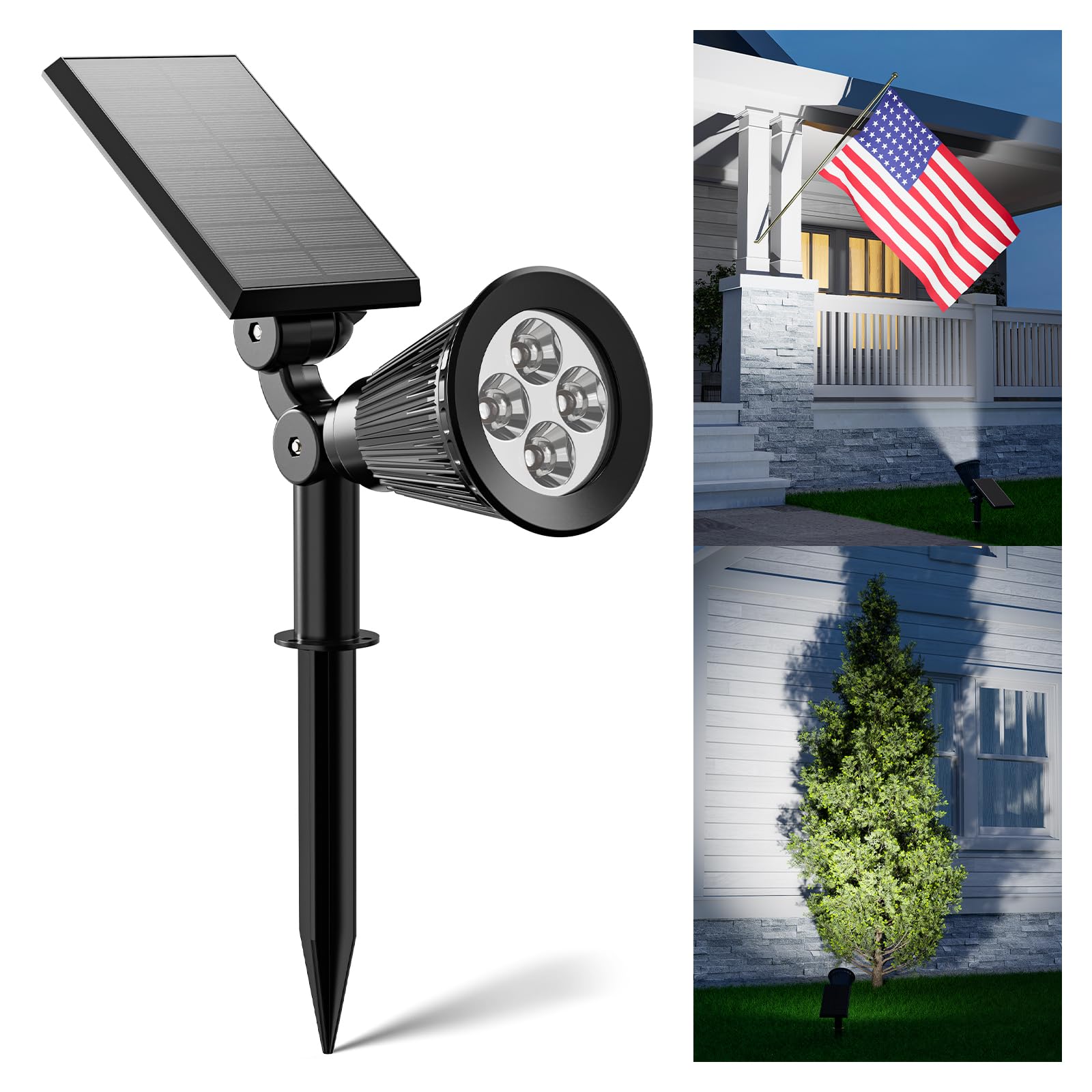 FALOVE Solar Spot Lights - Waterproof LED Landscape Uplighting for Garden, Pathway, Tree - Cool White - 1 Pack - Model YH0502C