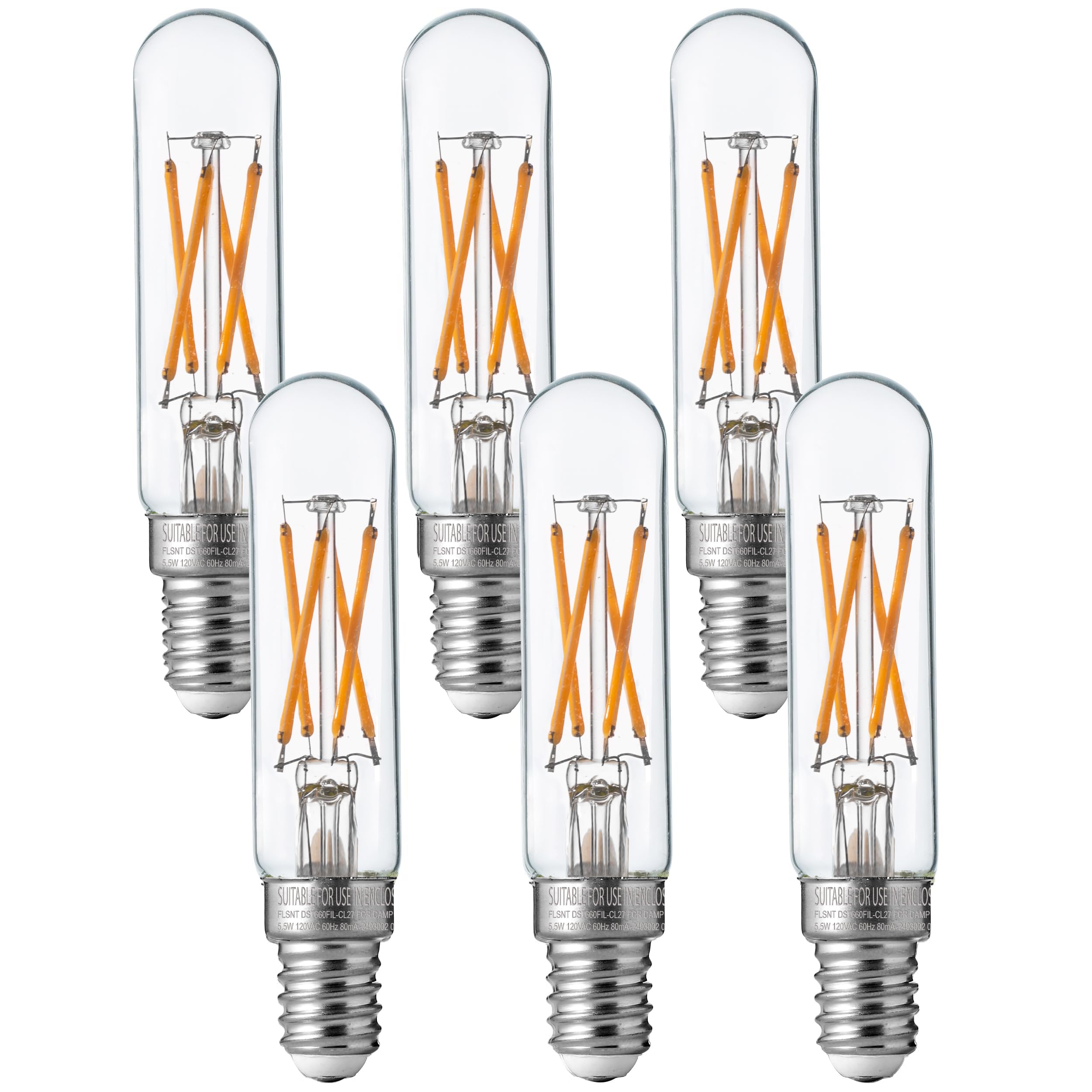 Flsnt 60W Equivalent Candelabra Led Bulbs, Dimmable T6/T25 Led Light Bulbs For Chandelier, 90+ High Cri, 2700K Soft White, E12 B