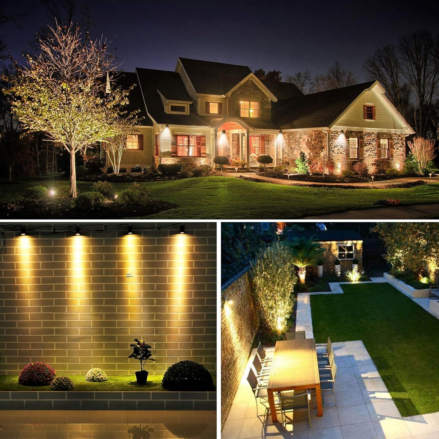 Svater 10 Pack Low Voltage Landscape Lighting - Outdoor LED Spotlights, 3000K Warm White, Black, Model AED18J-02700650OWSO8