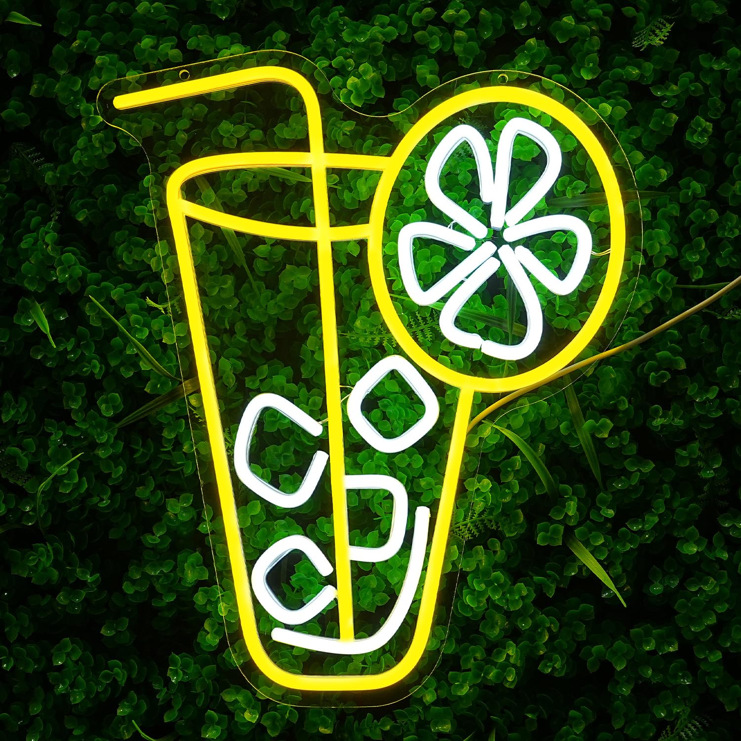 LULANMP Lemon Neon Light Sign - LED Acrylic Decor for Tea & Coffee Shops - Yellow - 15.6 x 12.9 inches