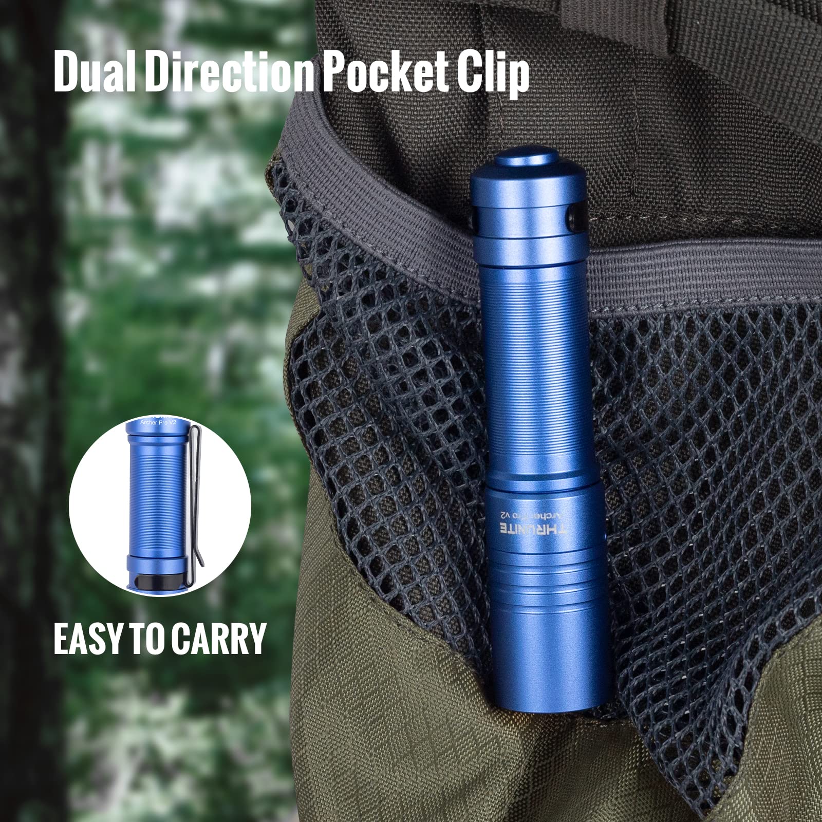 ThruNite Archer Pro V2 EDC Flashlight - 950 Lumens, USB-C Rechargeable, Pocket Size, Blue CW