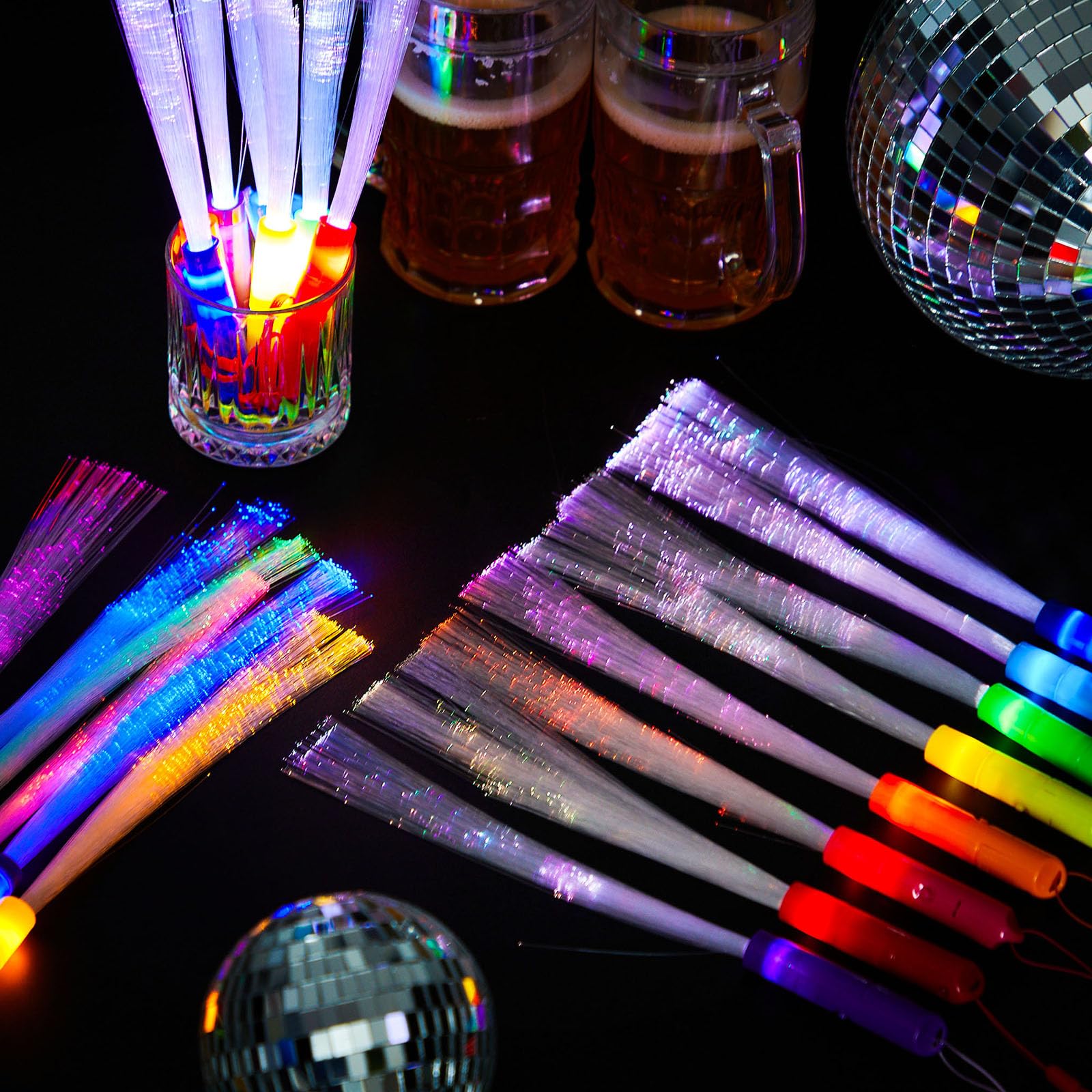 Kasyat 10 Pieces Fiber Optic Wand Light up Glow Stick LED Colorful Flashing Wands for Wedding, Halloween, Christmas Neon Party F