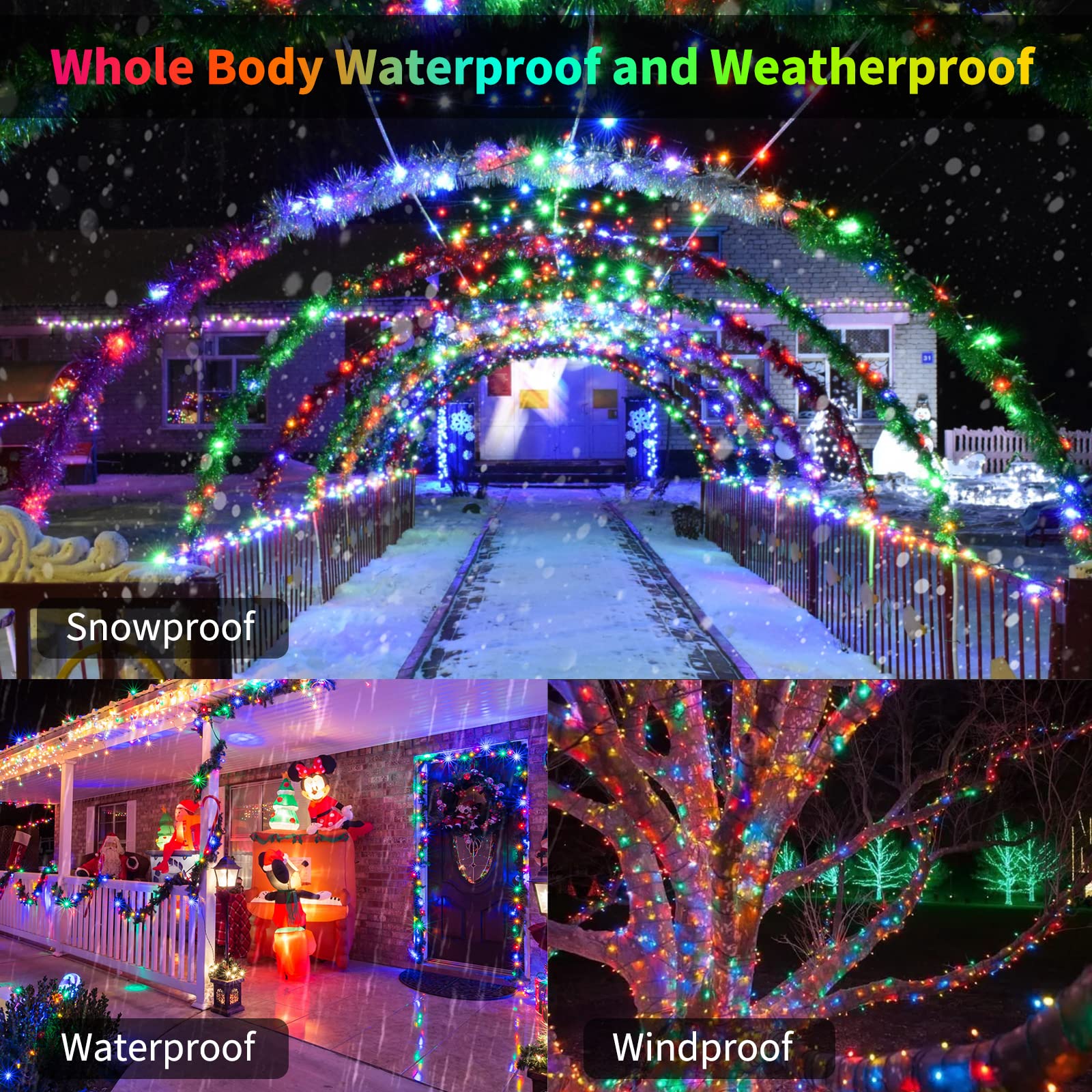 Brightown Christmas String Lights, 50 LED 2 Pack, Battery Operated, Multicolor, Indoor/Outdoor Use