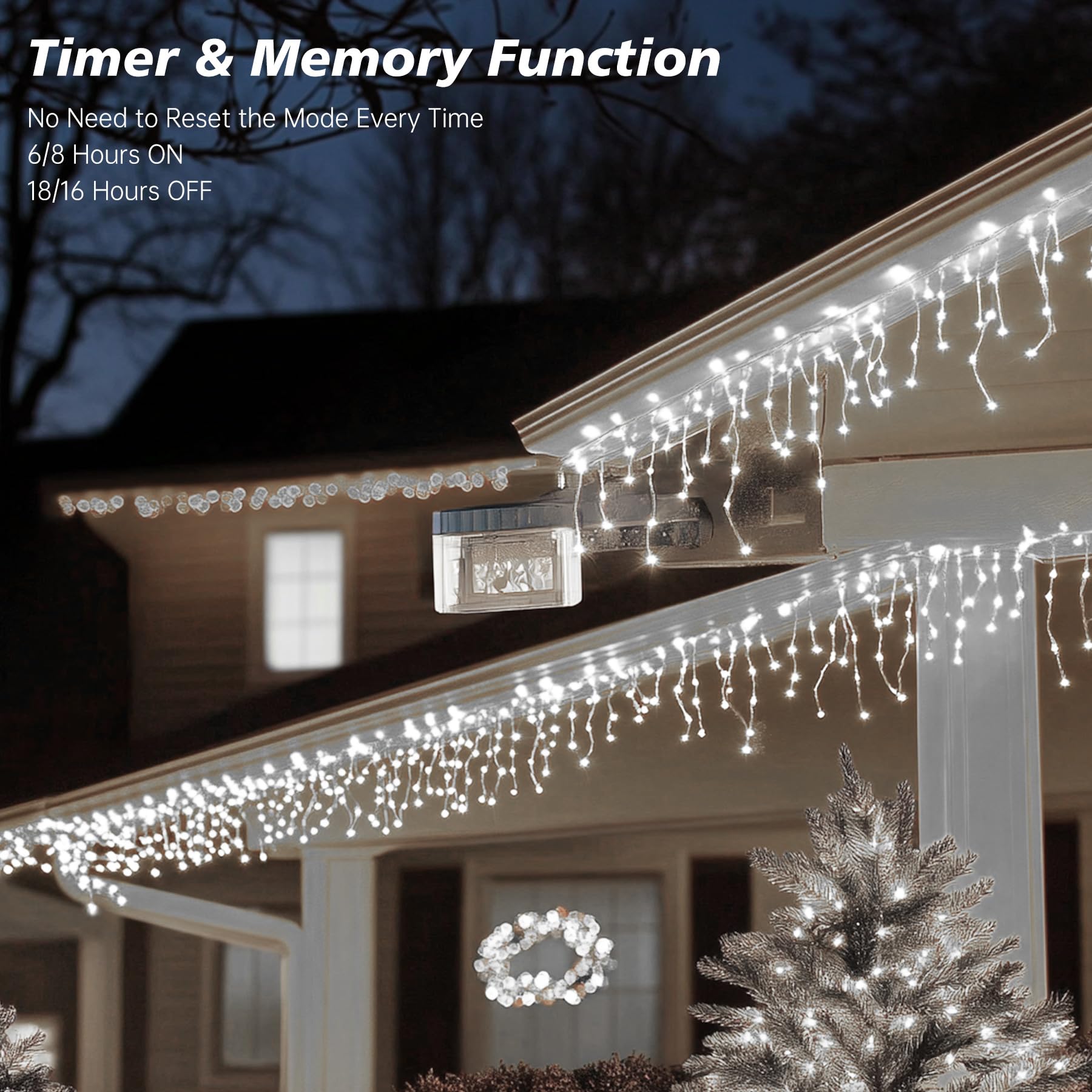 Topported Icicle Christmas Lights Outdoor,520 Led 49.2Ft 8 Modes With 80 Drops Cool White Icicle Lights,Remote Control Outdoor I