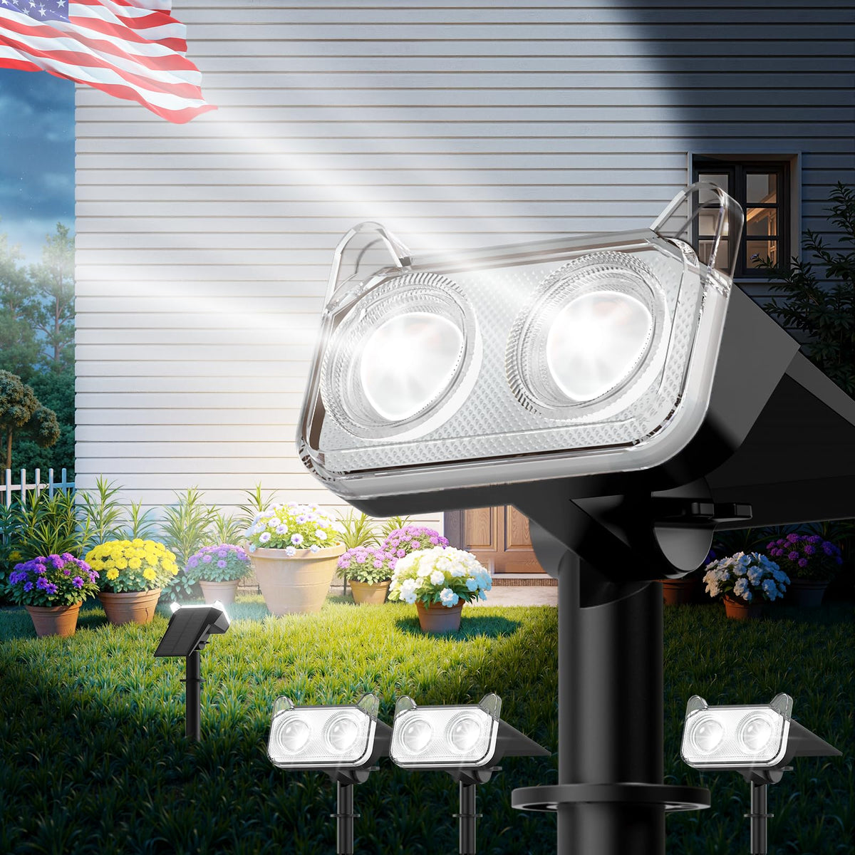 Sign Spotlights Wdtpro Solar Spot Lights Outdoor For Flag Tree Sign Mailbox Solar Ligh ...