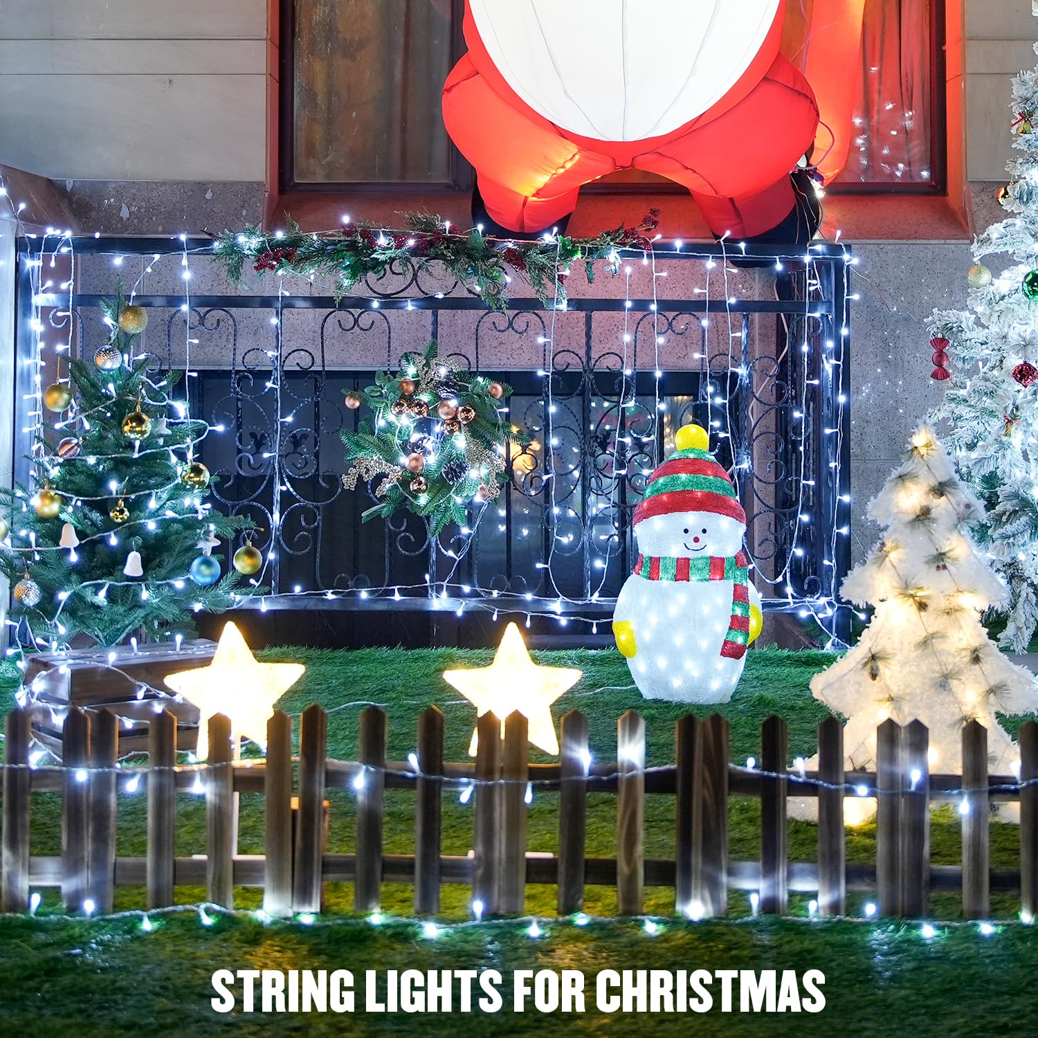 POTIVE White String Lights - 200 LED Waterproof Fairy Lights, 66ft Clear Wire, 8 Modes, Indoor/Outdoor Décor