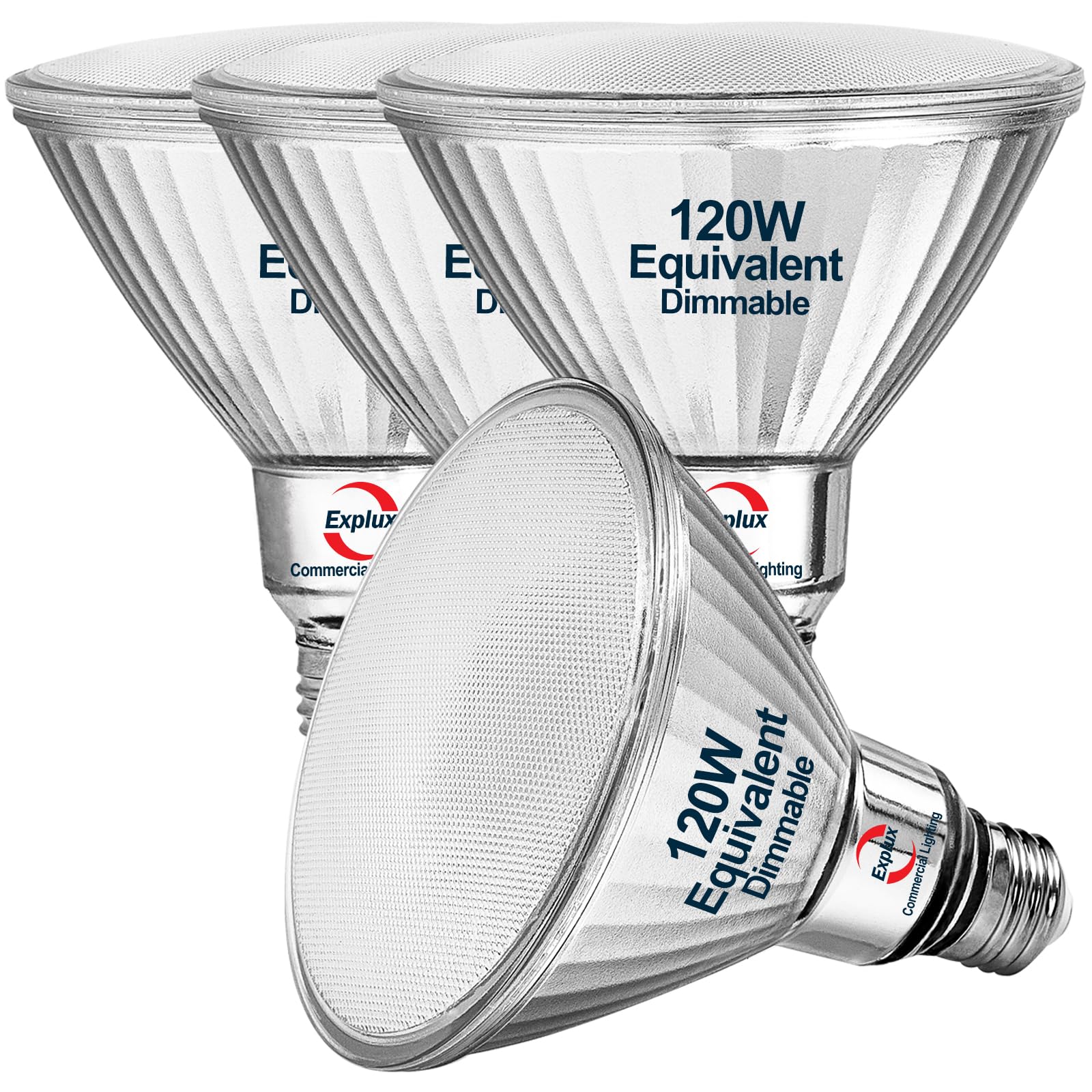 Explux Commercial-Grade Led Par38, 120W Equivalent, 1500 Lumens, 40000 Hours, Classic Full Glass Flood Light Bulbs, Dimmable, Wa