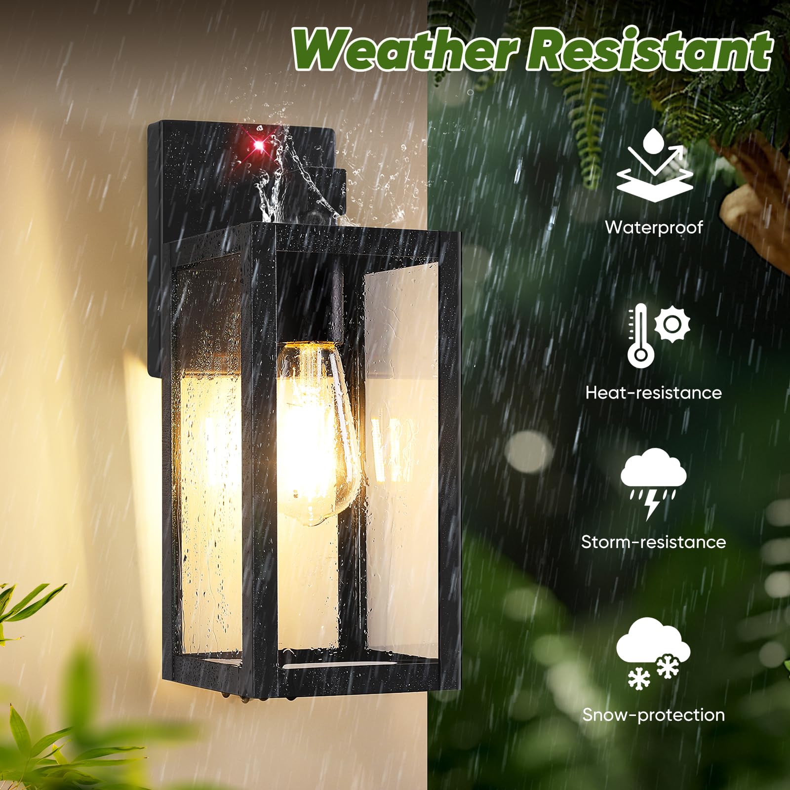 BesLowe Motion Sensor Outdoor Wall Light, 13in Metal, 3 Lighting Modes, Black, Model A923