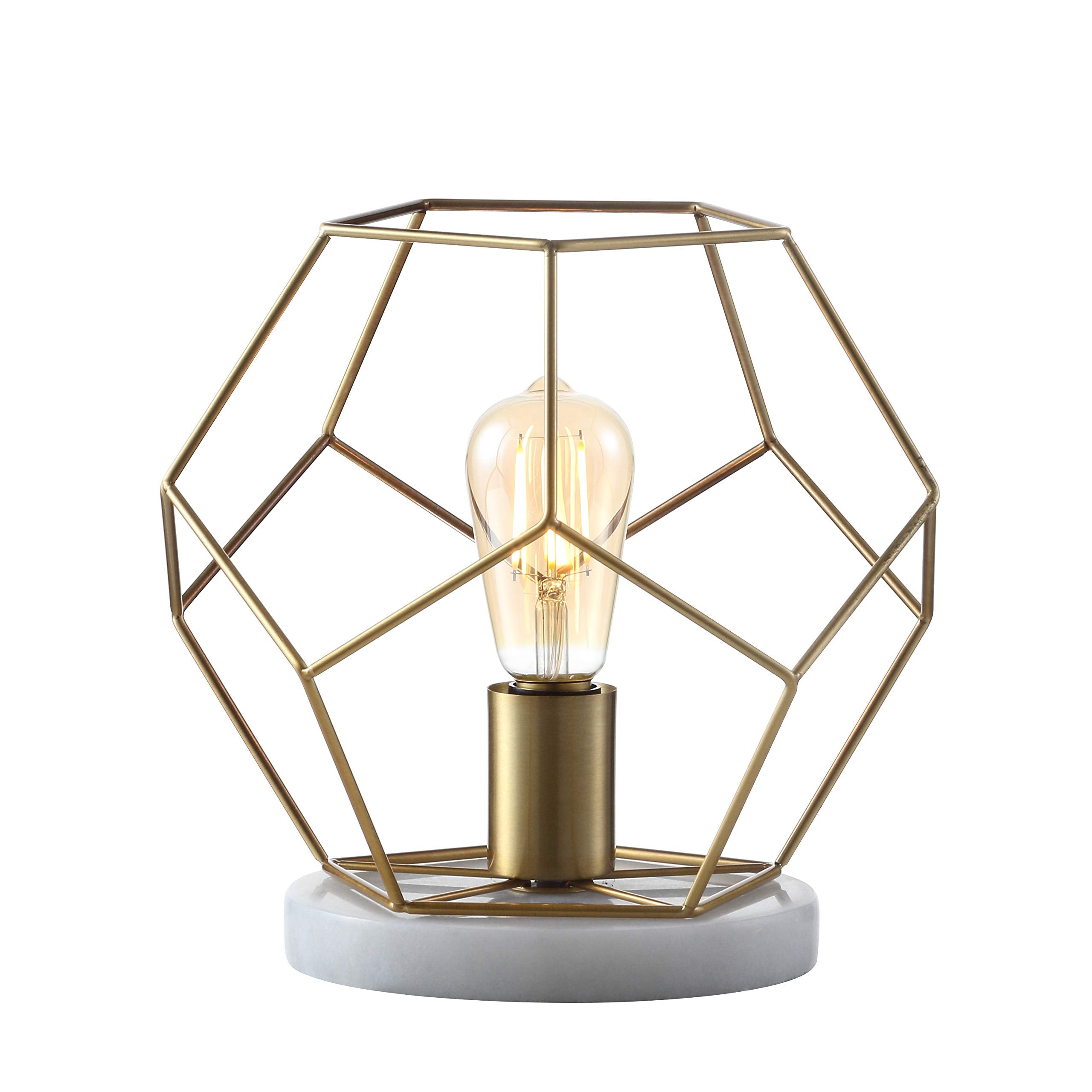 JONATHAN Y JYL1047A 10in Metal/Marble LED Table Lamp, Brass Gold, Midcentury Modern Design for Bedroom, Living Room, Office