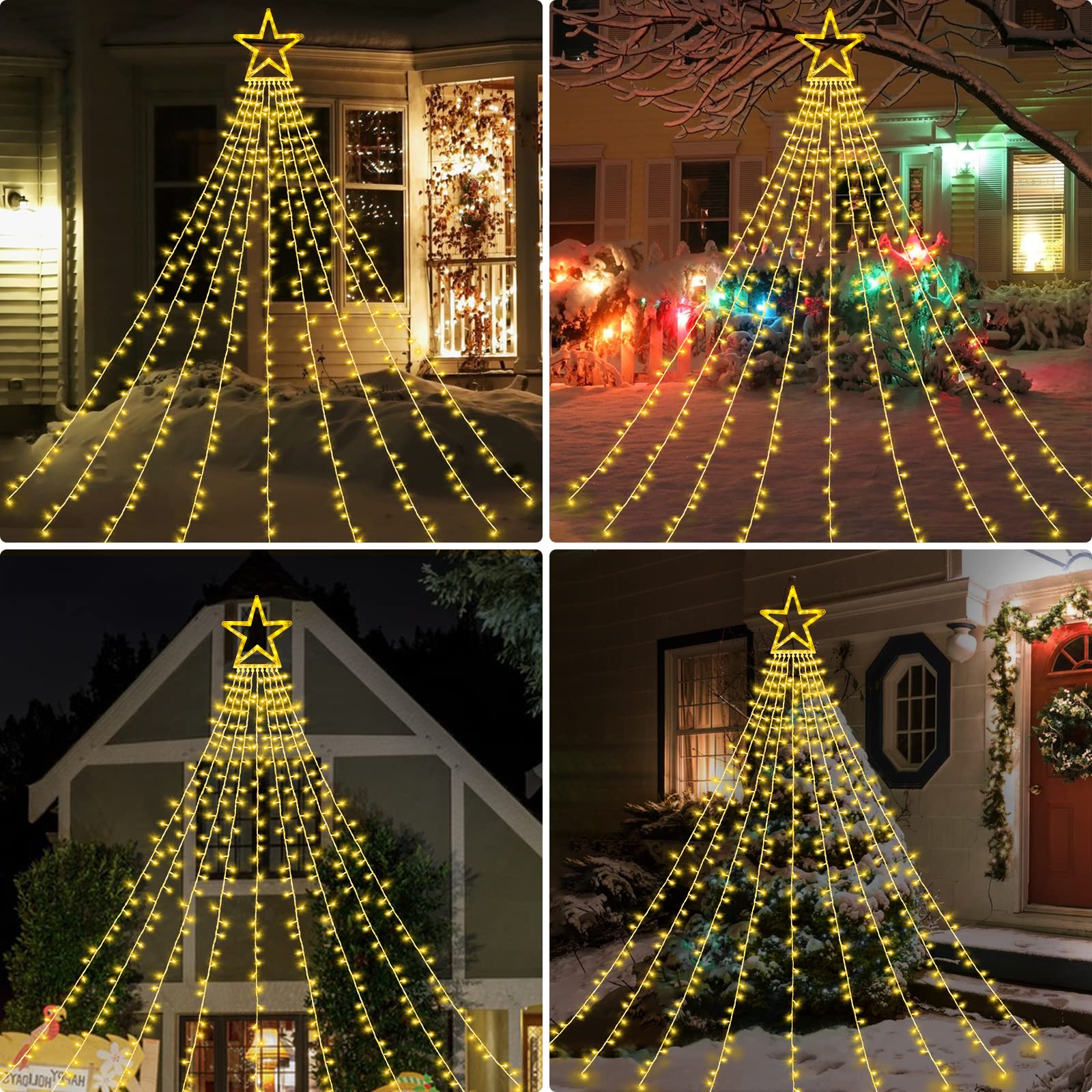 Xunxmas Christmas String Lights Outdoor Decoration 317 Led Star Fairy String Lights 8 Modes & Waterproof For Party Wedding Patio