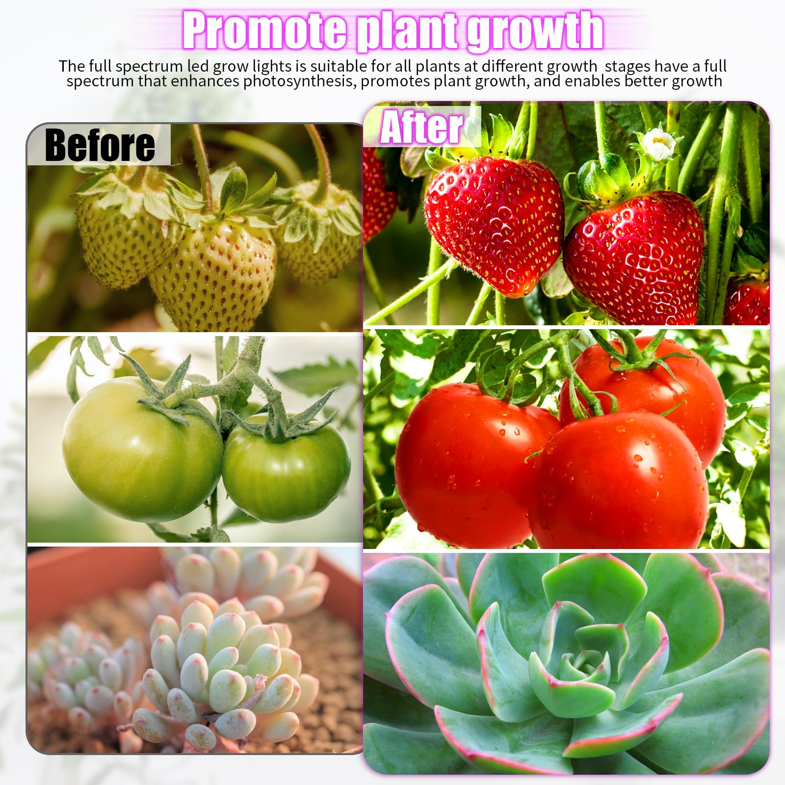 Widicoko Led Grow Lights, 4 Heads Full Spectrum, Dimmable, Auto On/Off For Indoor Plants