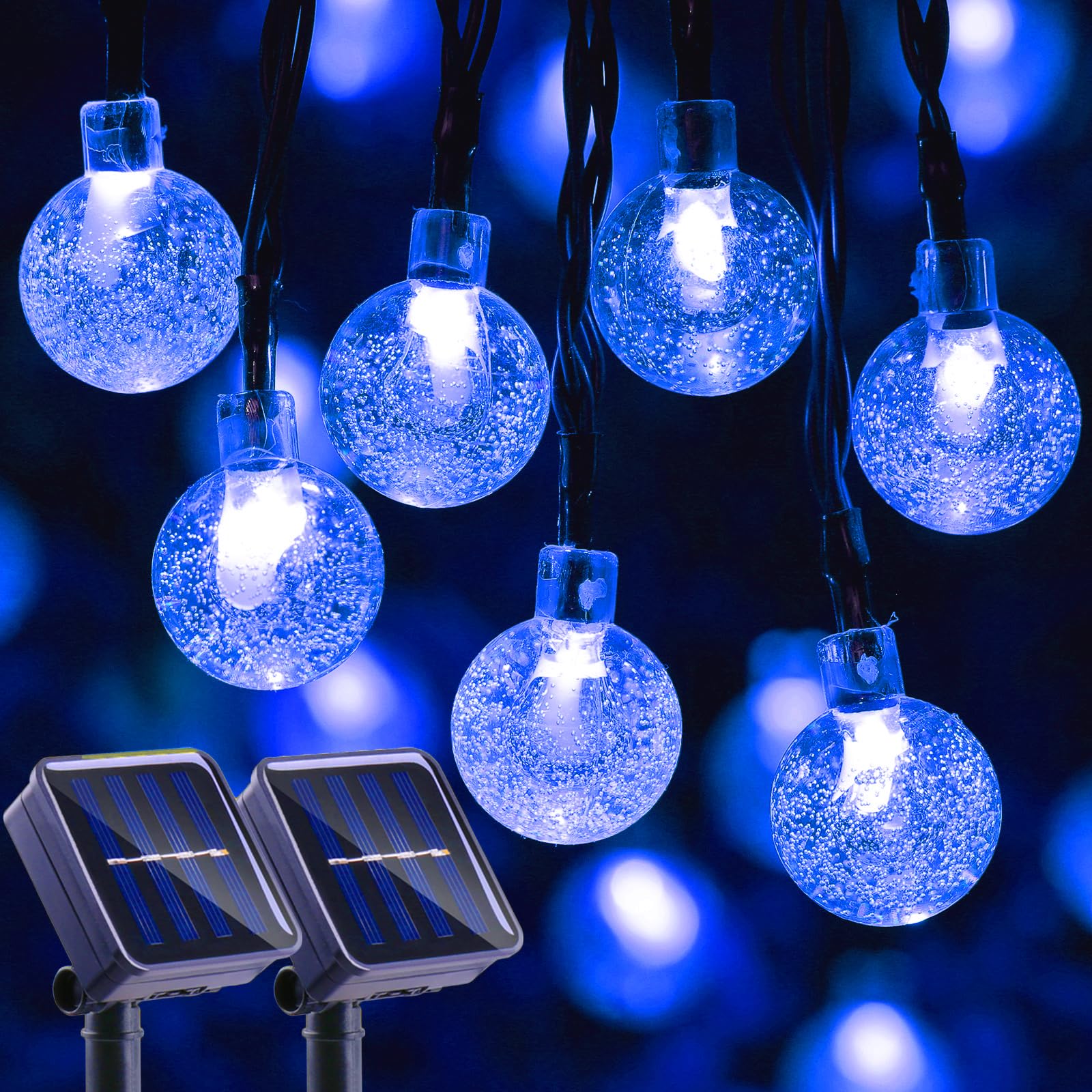 Lyhope Solar String Lights Outdoor, 2 Pack Total 71Ft 120 Led Solar Patio Lights Waterproof, 8 Modes Solar Outdoor Lights Globe