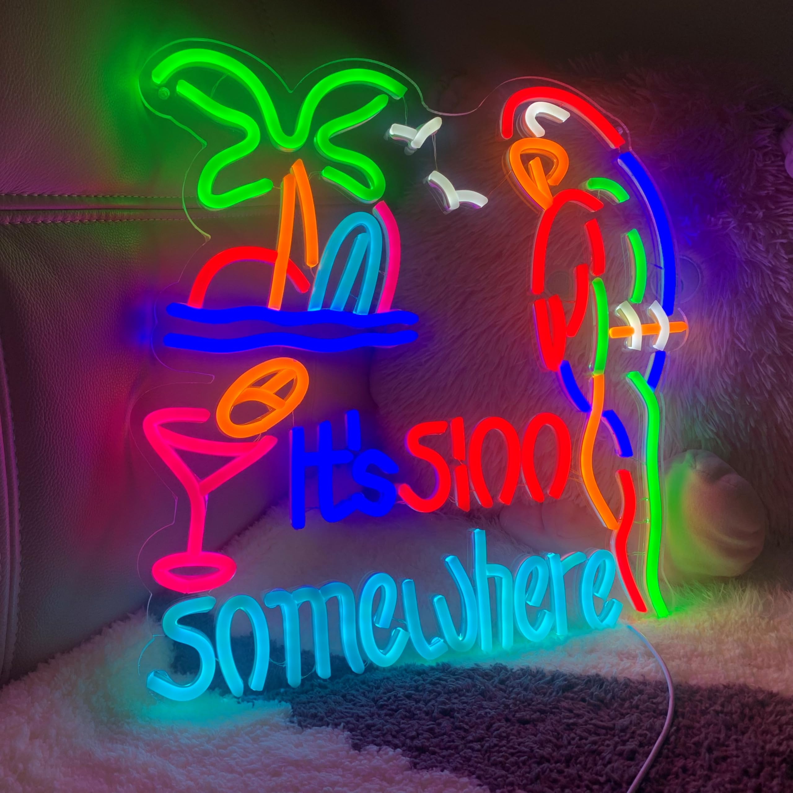 Its 5 OClock Somewhere 5:00 Neon Light Sign Home malt-inspired Bar Pub Recreation Room Game Lights Windows Glass Wall Signs Party Birthday Bedroom Bedside Table Decoration Gifts Led