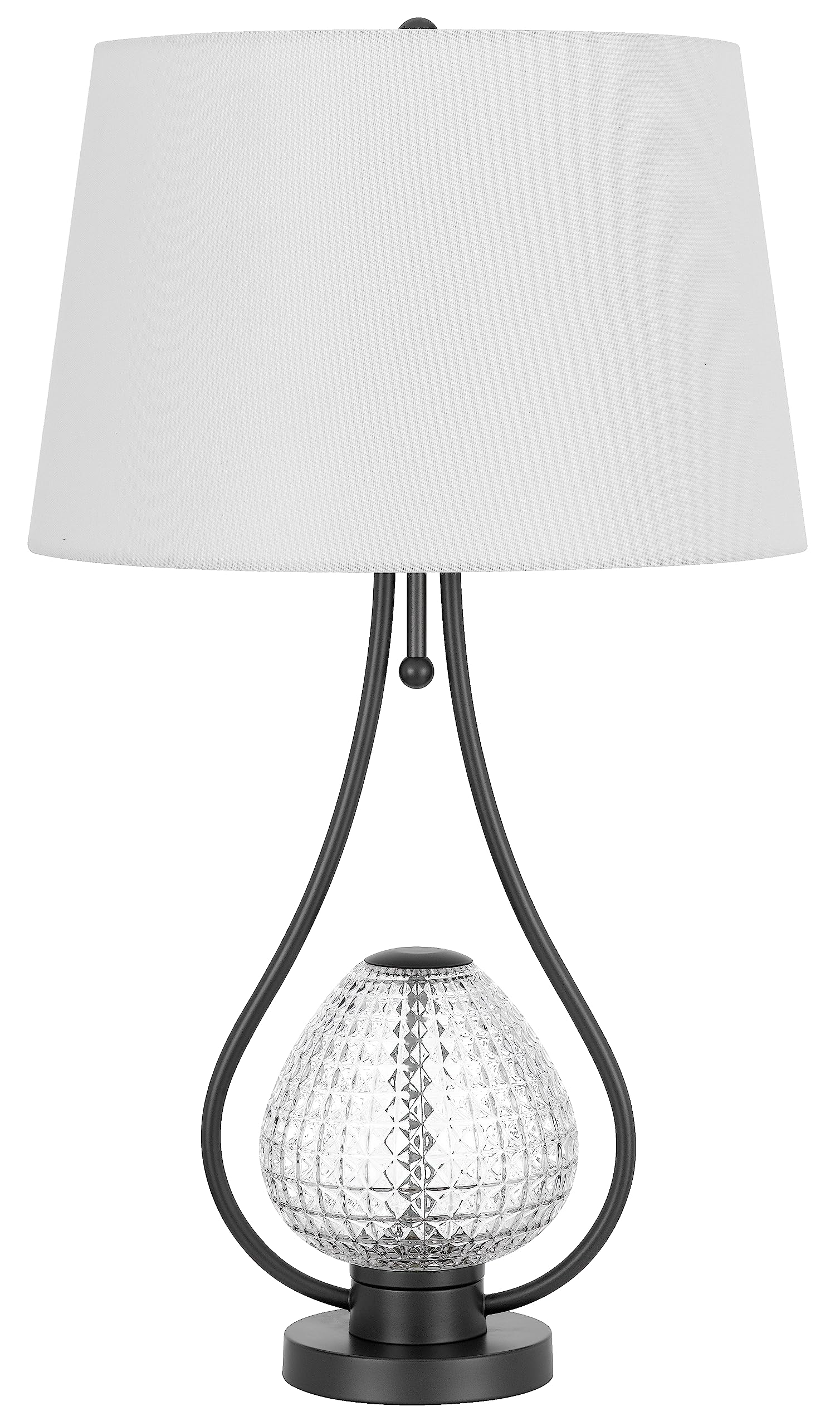 Forssa 100W 3 Way Table lamp with 2W LED Night Light in Glass and Metal Base.