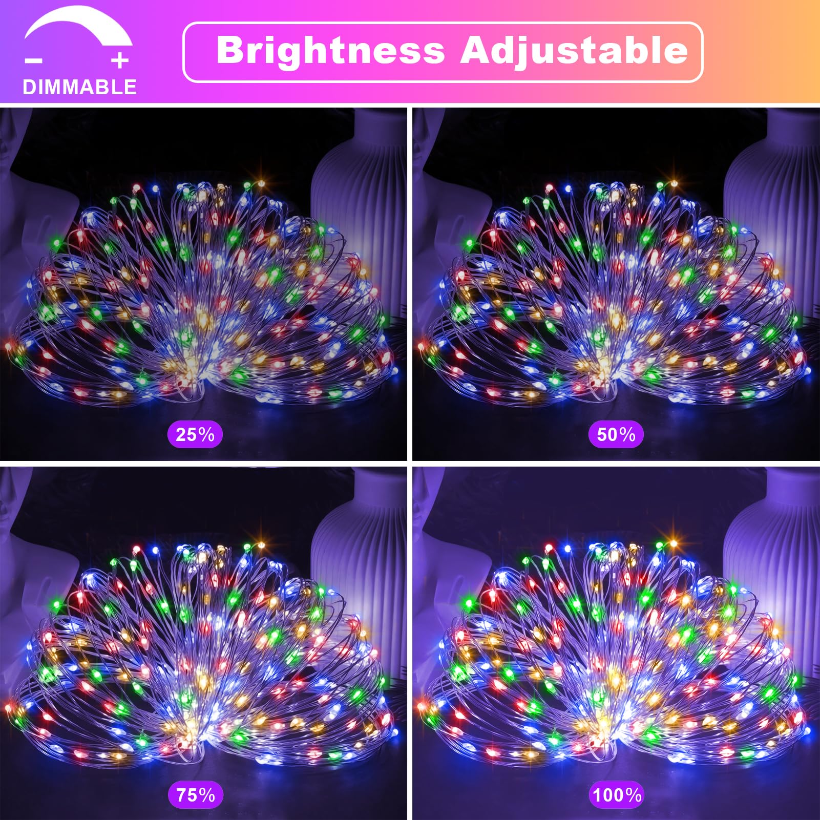 Fairy Lights Battery Operated, 2 Pack 20FT 60 LED Twinkle Lights with Remote Timer, Silver Wire String Lights Mini Fairy Lights