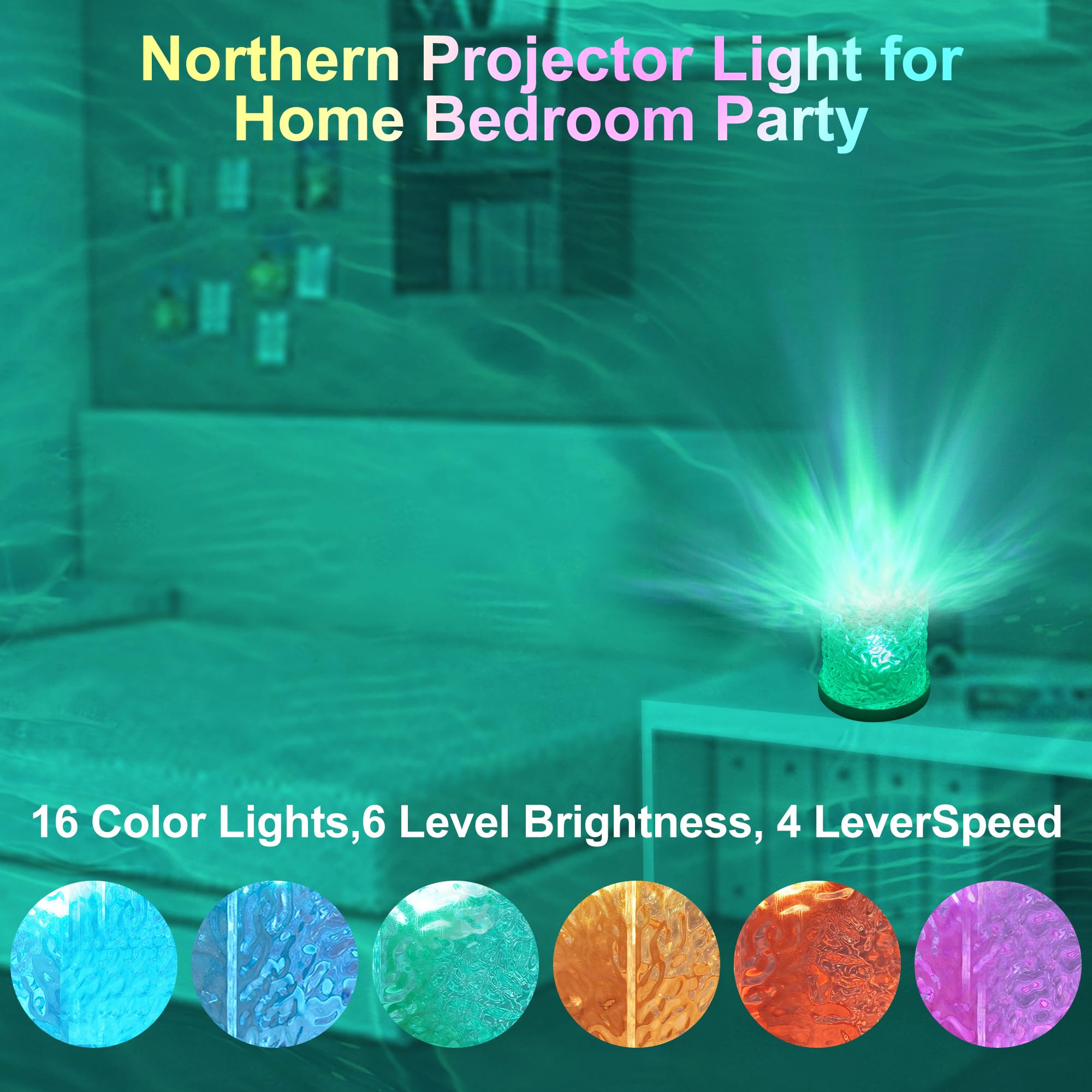 Jgmztzt Northern Lights Ocean Wave Projector Crown Light, 16 Colors Gradual Rotating Water Ripple Lamp, Wave Night Light With Remote Control For Bedroom Living Office Restaurant Bedroom Bar
