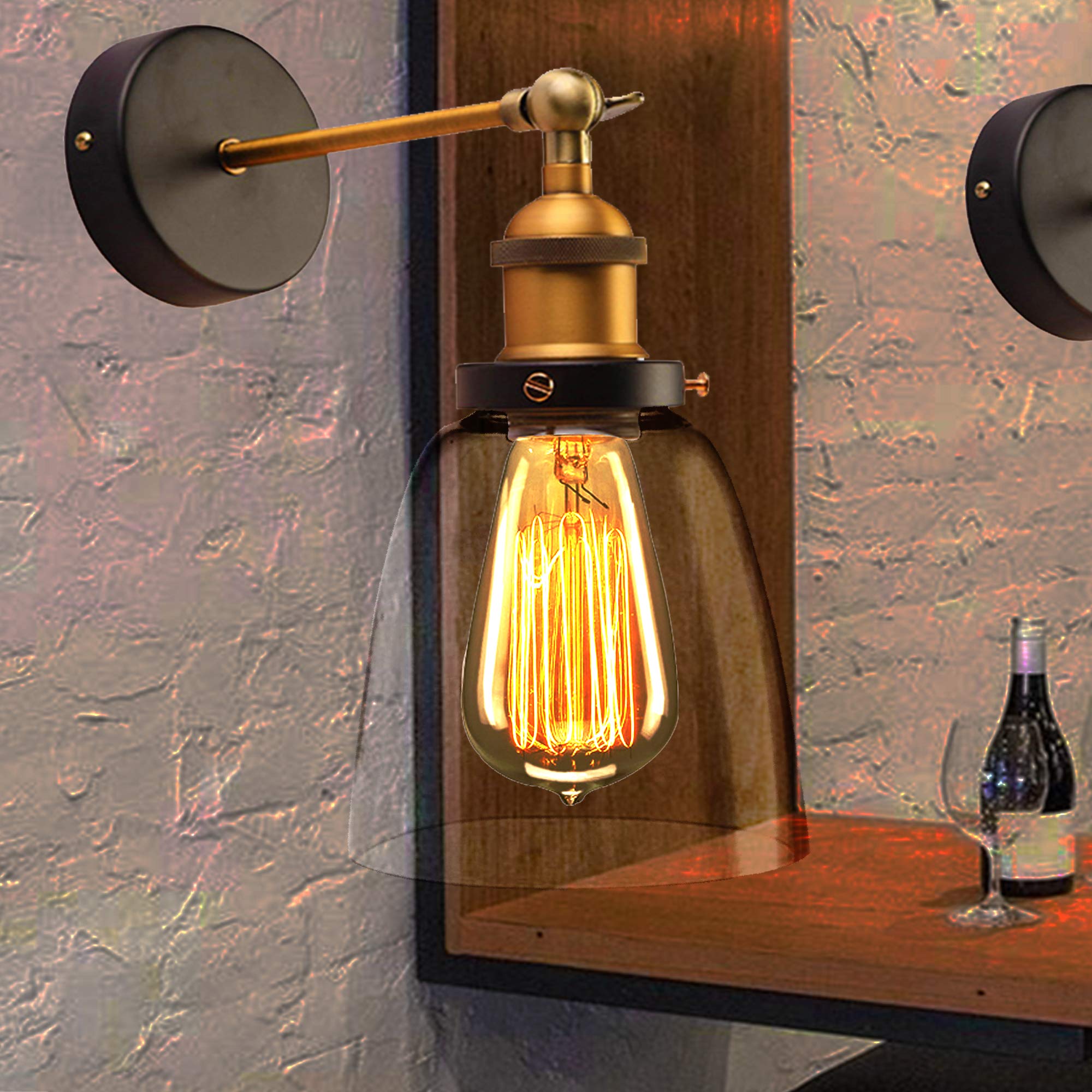 Warehouse Of Tiffany Whse Of Tiffany Ld5012 Barbara 1-Light Glass Edison Wall Lamp, Clear, 14&quot; L X 6&quot; W X 12&quot; H