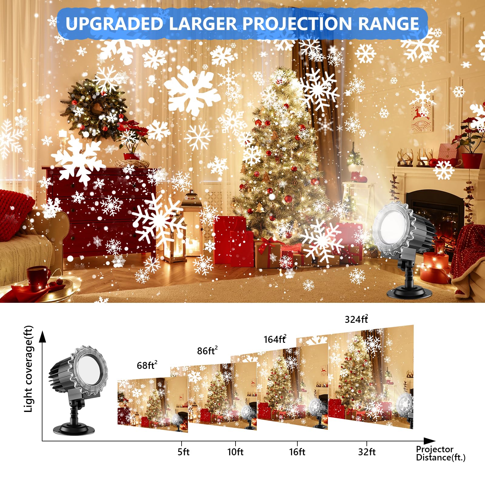 Christmas Snowflake Projector Lights, Led Projector Lamp Outdoor, Christmas Decorations Lighting For Indoor/Outdoor Xmas Holiday