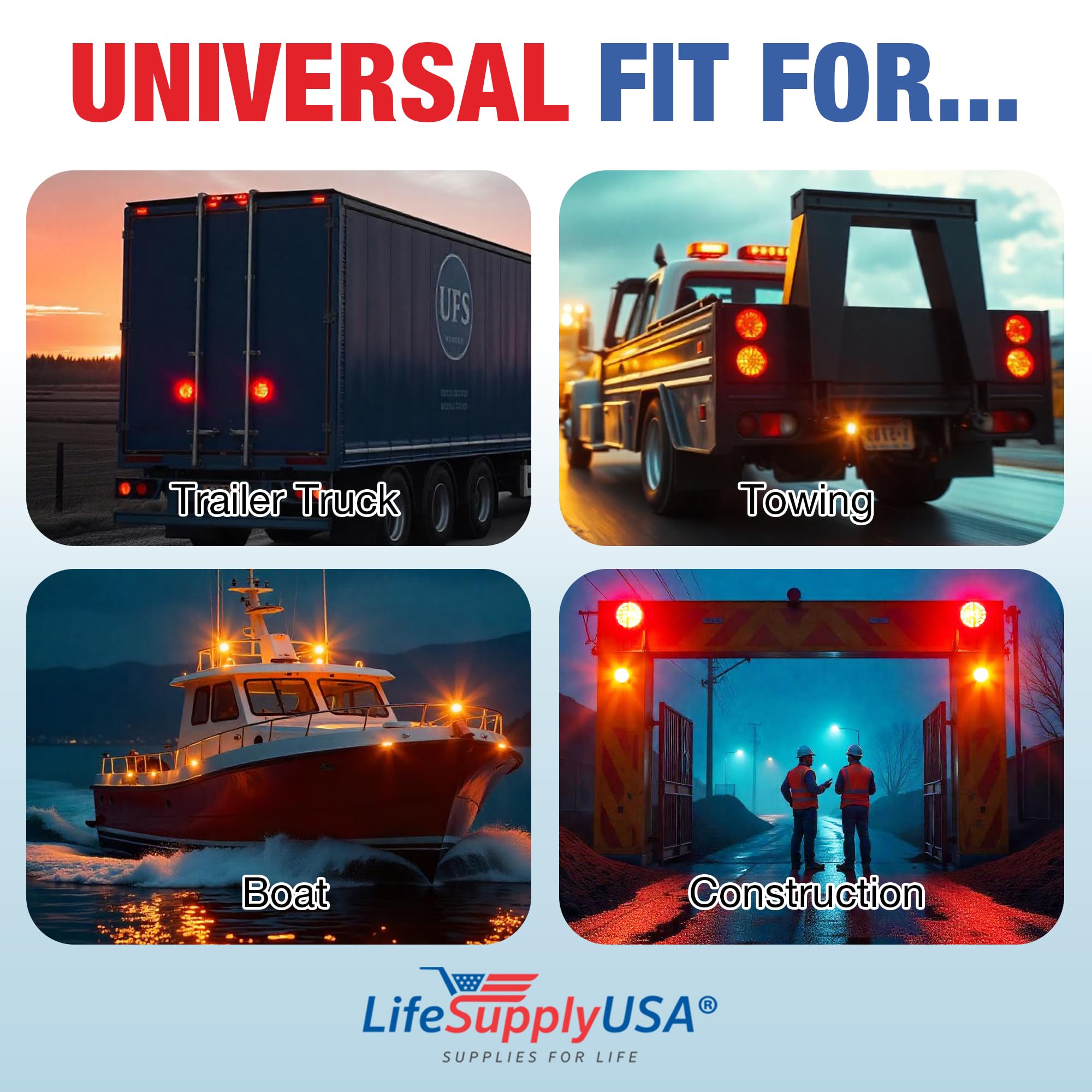 LifeSupplyUSA 12V Magnetic Trailer Tow Light Kit - Black, Regular Bulb for Auto, Boat, RV, Trailer Lighting Solutions