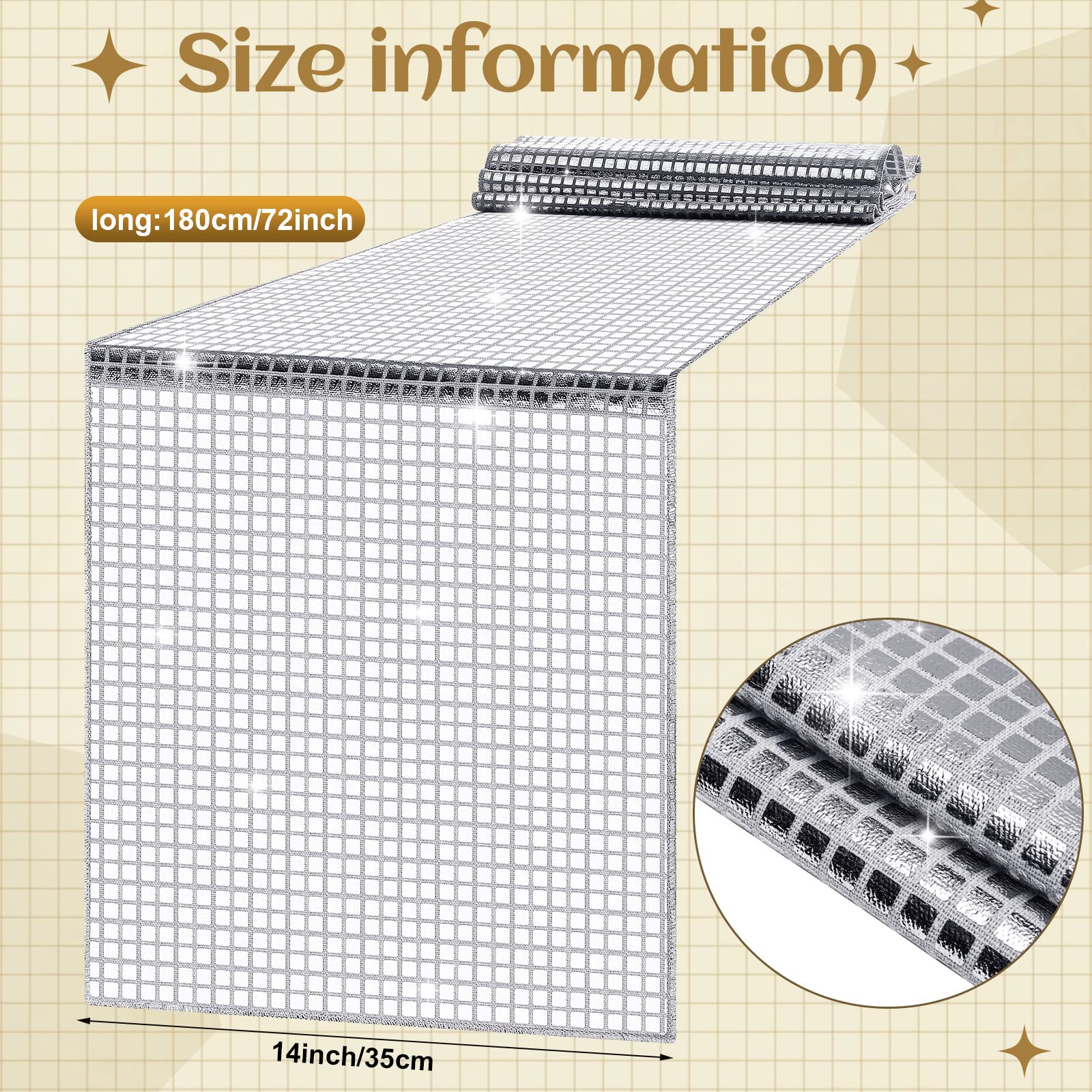 Meanplan 70s Disco Party Supplies Set, 101 Pieces, Silver Disposable Plates, Napkins, Cups, Table Runner, Cocktail Stirrers