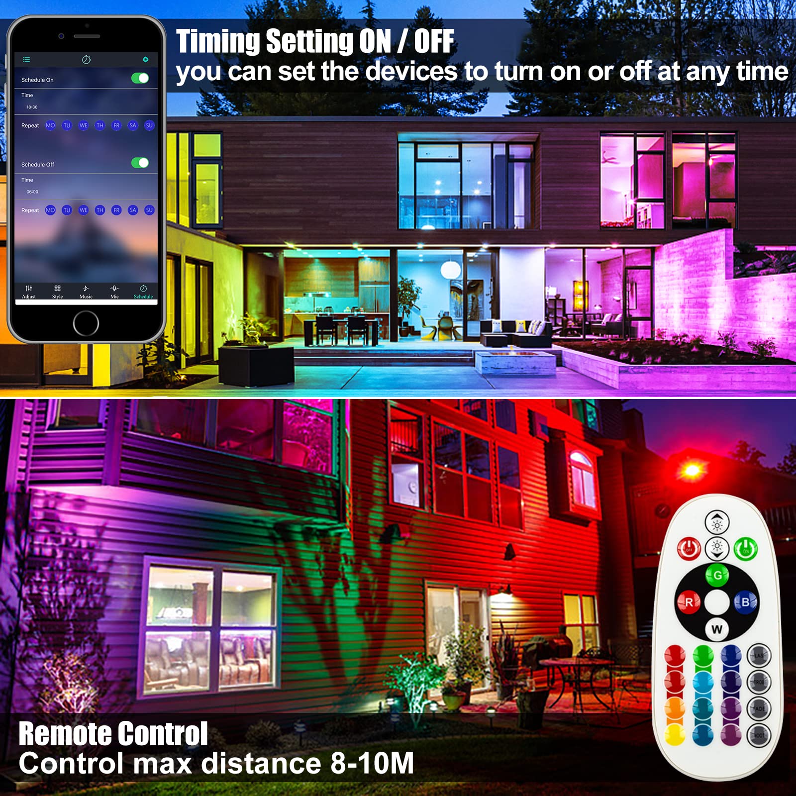 Indmird 2 Pack 50W Rgb Wall Washer Light Bar - 16M Colors, Music Sync, Warm 3000K