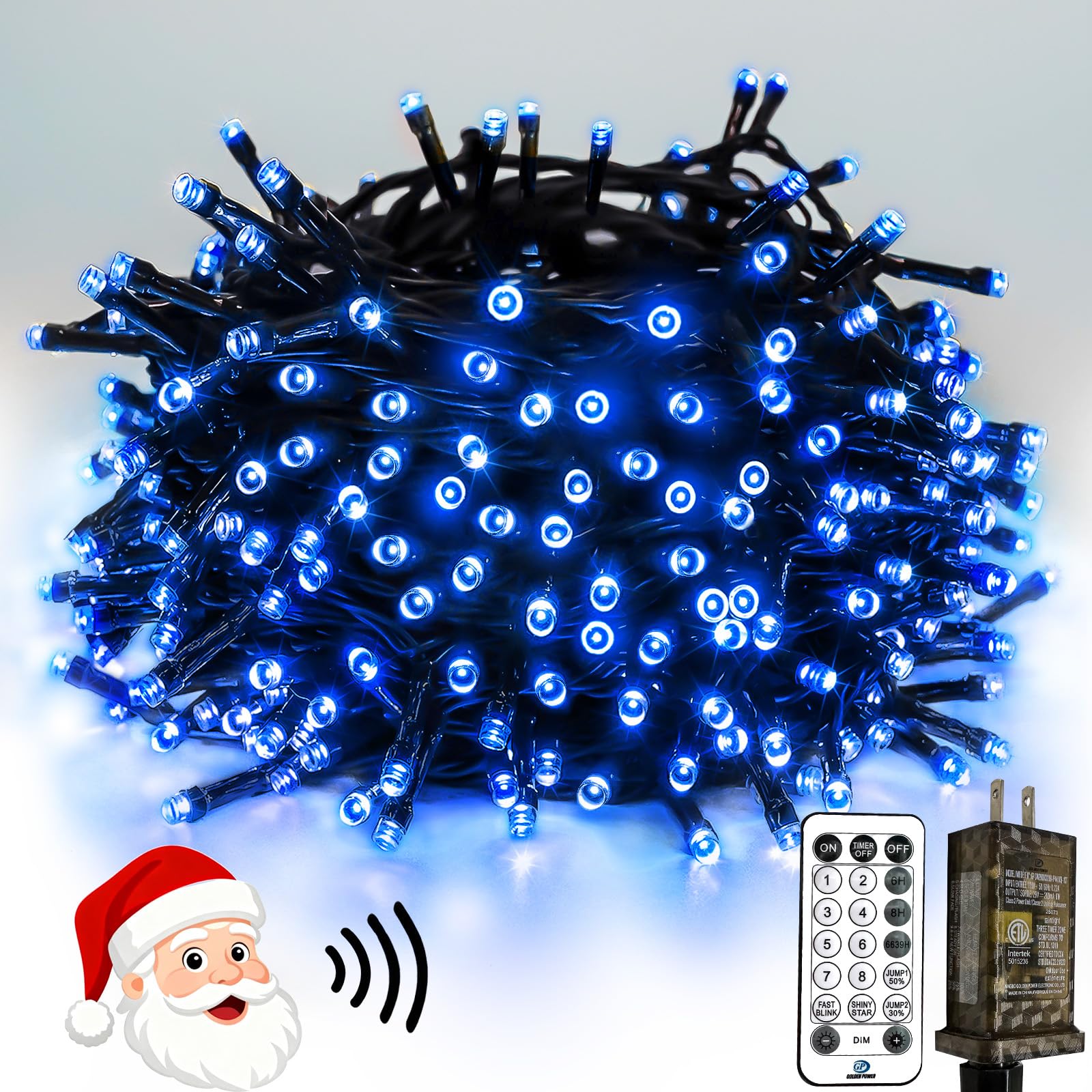Voice Controlled Christmas Lights With Remote  99 Ft 300 Led String Lights Indoor Outdoor With 12 Modes 3 Timers  Dimmable Twinkle Light Plug In Waterproof For Xmas Tree Yard Party Decorations  Blue