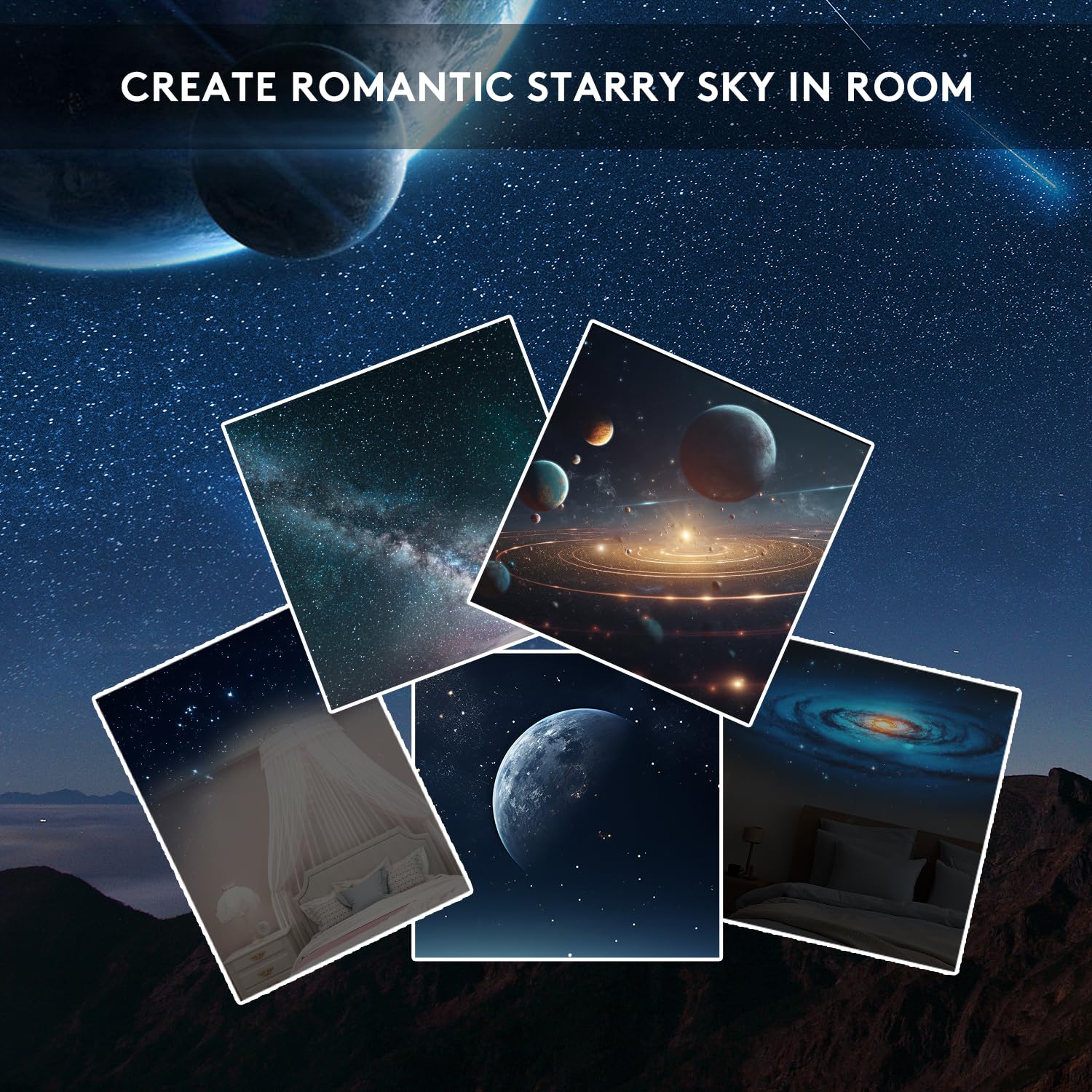SIXDEFLY Galaxy Projector 13-in-1, 360° Rotating Star Light, White, Model SIX-XKTYD-BAI
