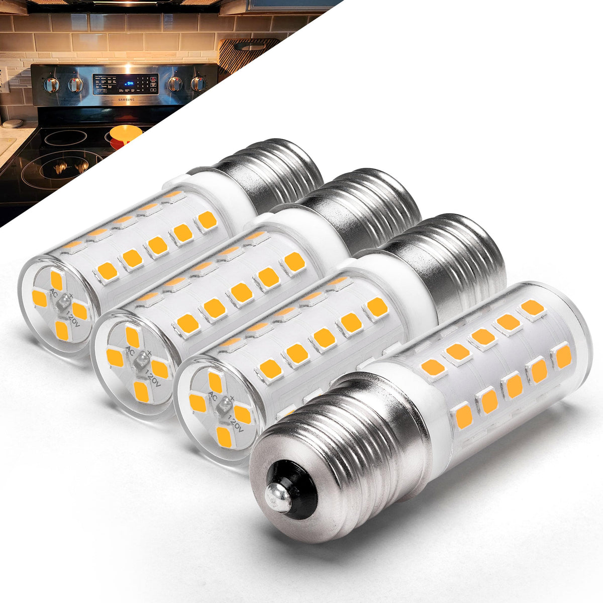 Xyanmc Microwave Oven Stove Bulb, E17 Led Dimmable Under Hood Microwave Bulb 40W Equivalent, 8206232A T7 E17 Intermediate Base 3