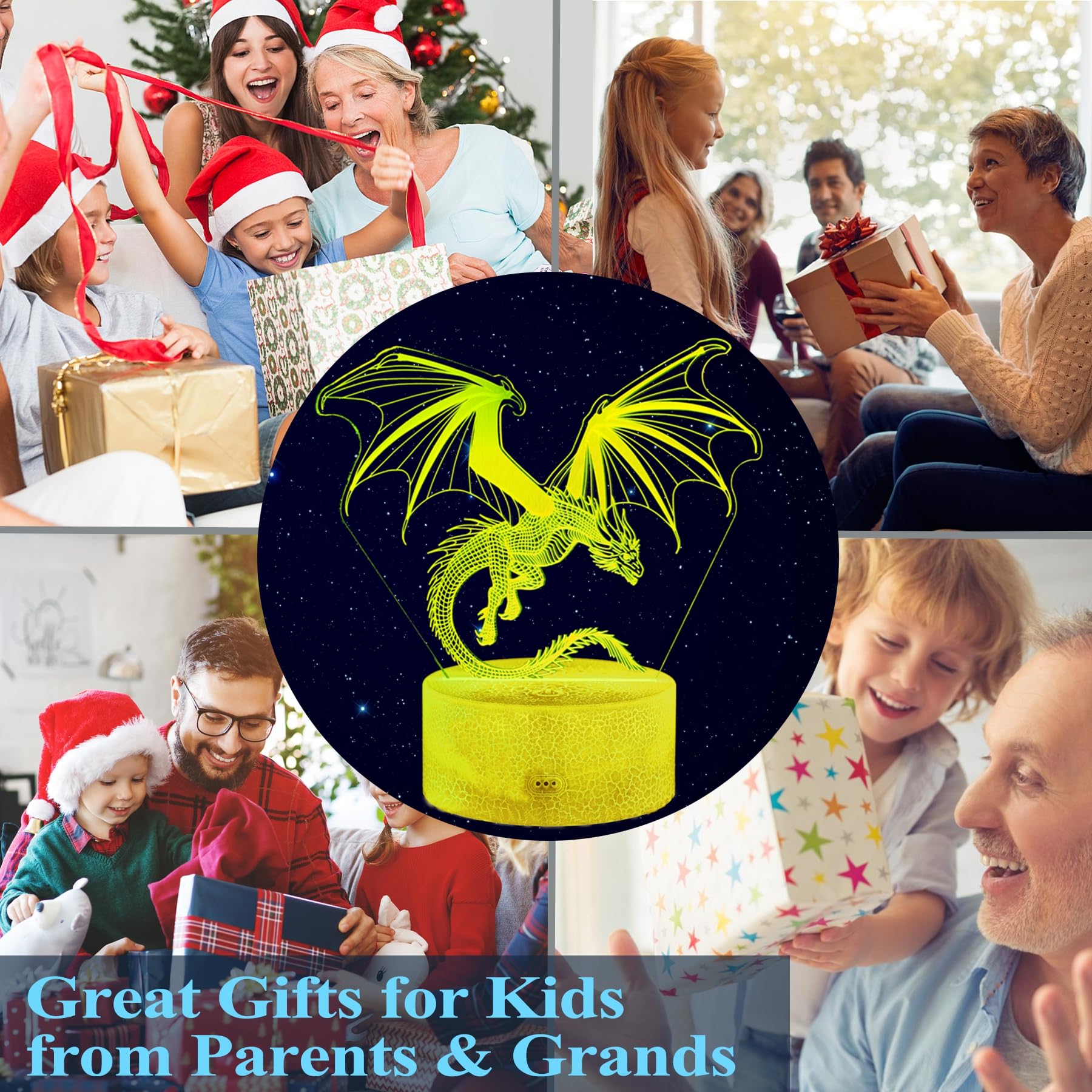 Posshe Dragon Night Light, Dragon Gifts, 3D Illusion Lamp With 16 Colors Changing, Remote Control And Dimmable, Kids Boys Girls