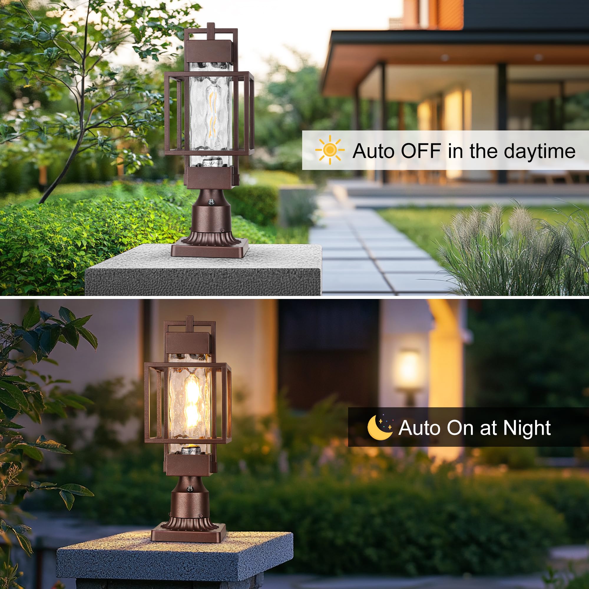 PARTPHONER 18in Outdoor Post Light Fixture, Waterproof Aluminum, Bronze, Model PAPO034AZ1