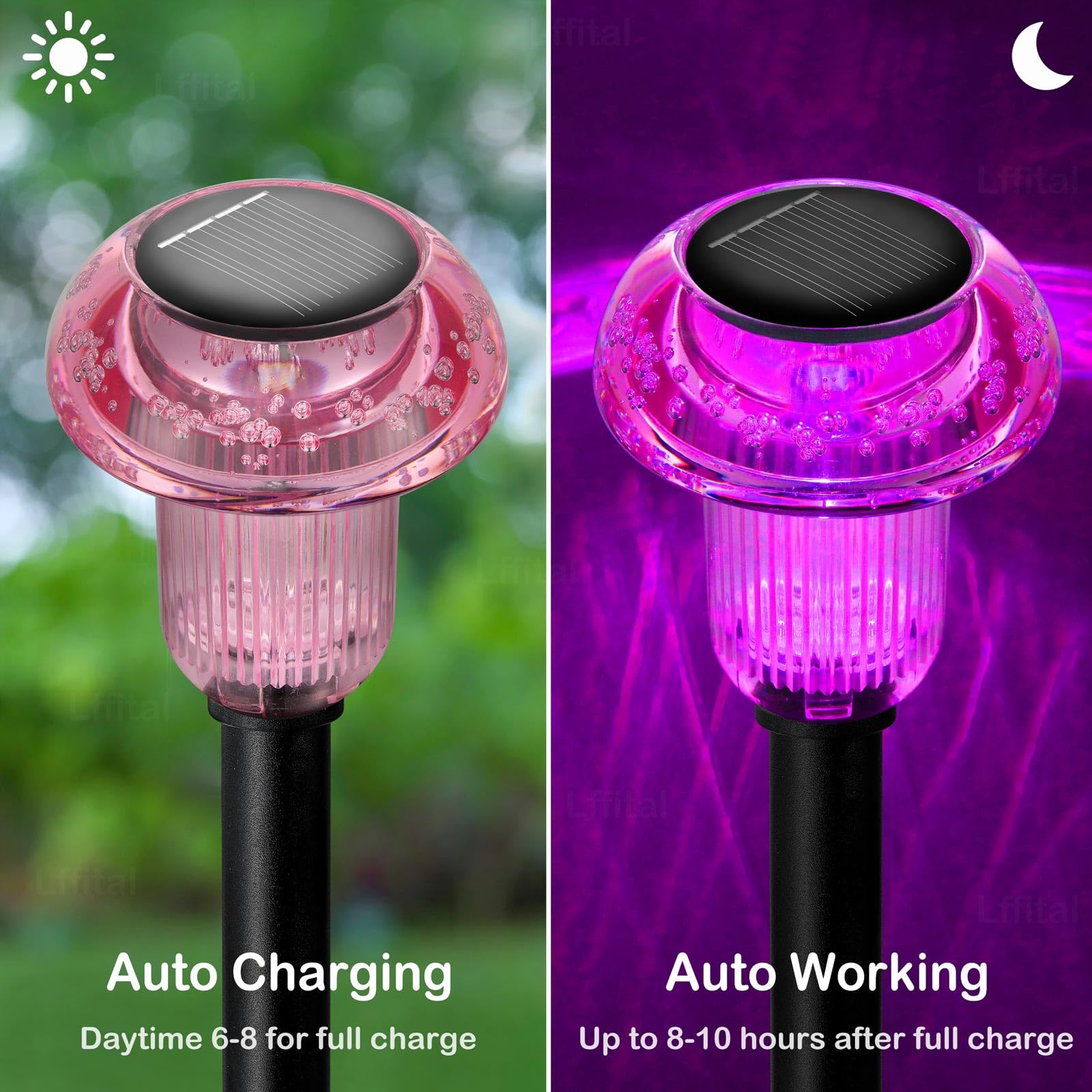 Lffital 16 Pack Halloween Solar Lights Outdoor Hot Pink Solar Pathway Lights Outdoor Purple Mushroom Led Waterproof Lighting Stake For Outside  Yard  Path  Garden  Lawn  Patio  Landscape Decorations