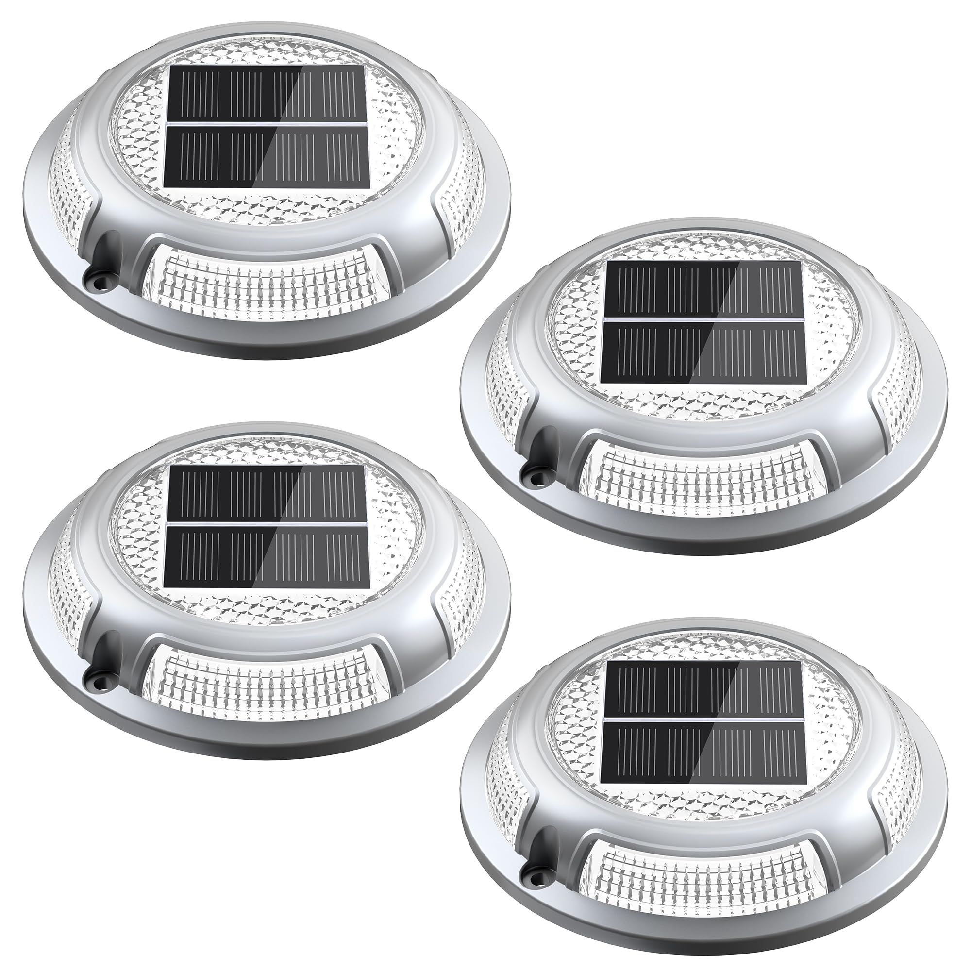 Solar Driveway Lights  4 Pack Heavy Duty Driveway Lights Solar Powered 2 Color Mode (Cool/Warm White) IP68 Waterproof Outdoor Solar Deck Lights with Ground Stake for Pathway Garden Yard Walkway Dock