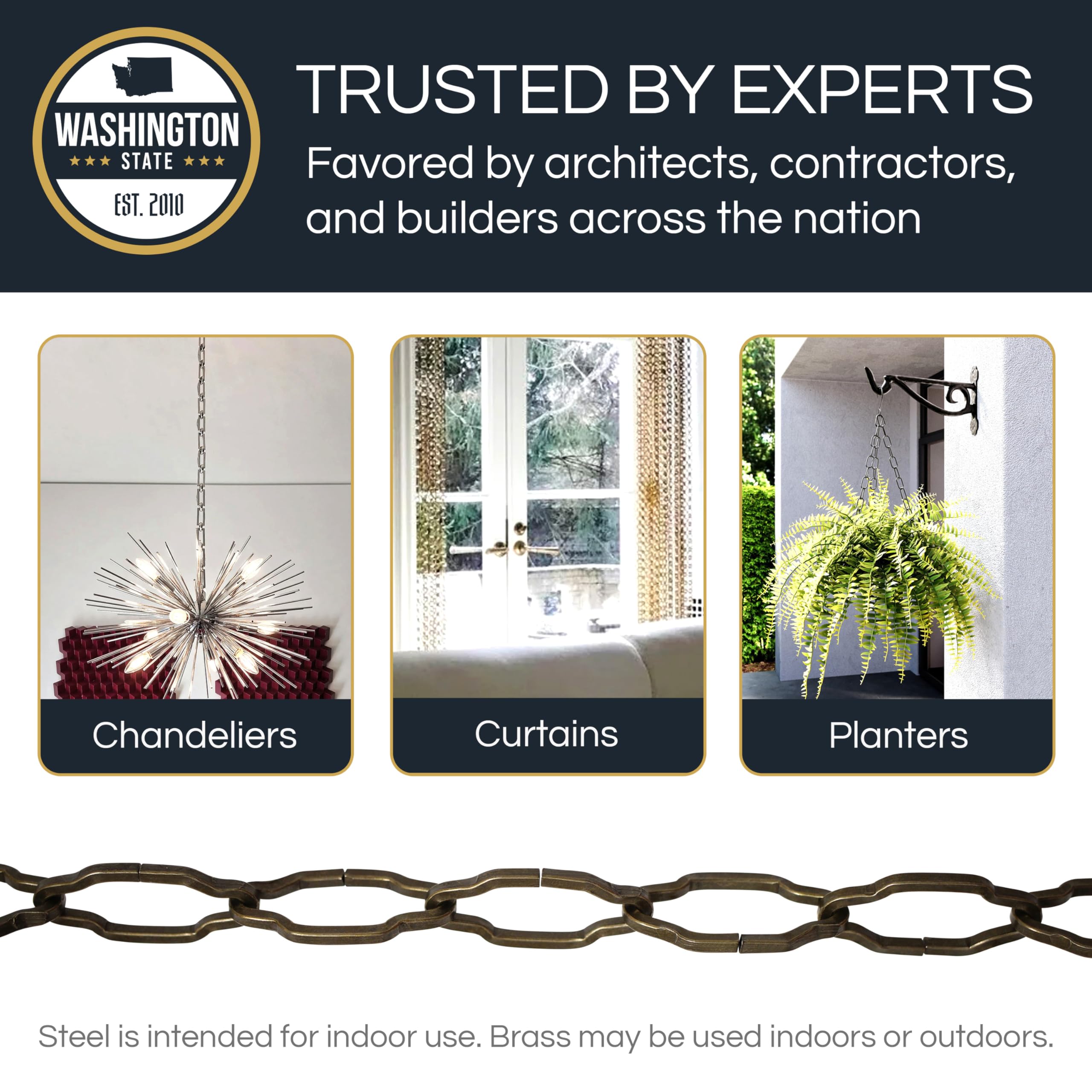 Rch Hardware Ch-S57-30-Ab-3 Steel Chandelier Chain, Antique Brass (3 Feet)
