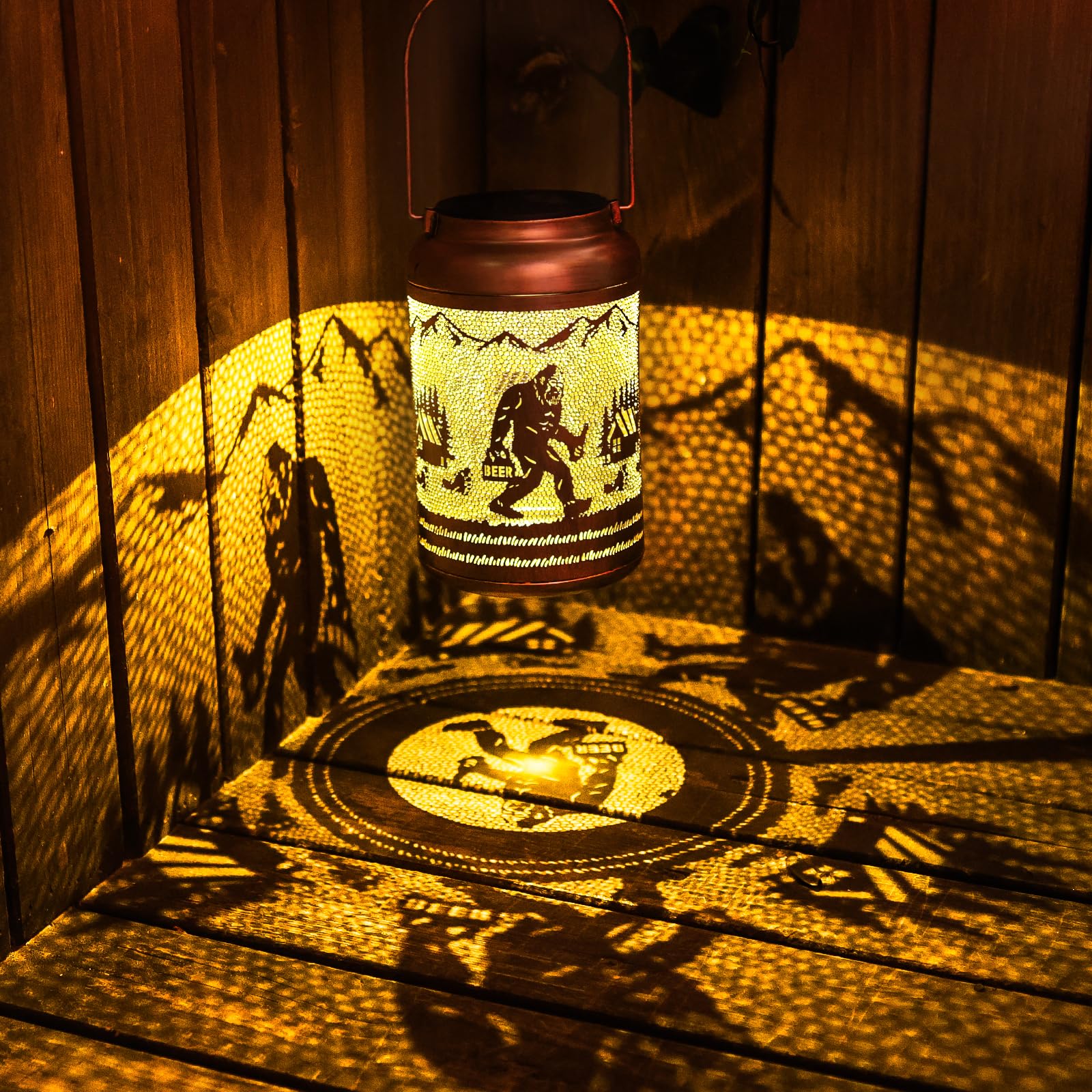 2Pack Solar Lanterns Outdoor Waterproof Hanging Bigfoot Solar Lights Big Foot Sasquatch Gifts For Women Mom Grandma Metal Decorative Led Light For Garden Decor  Yard  Patio  Lawn  Porch