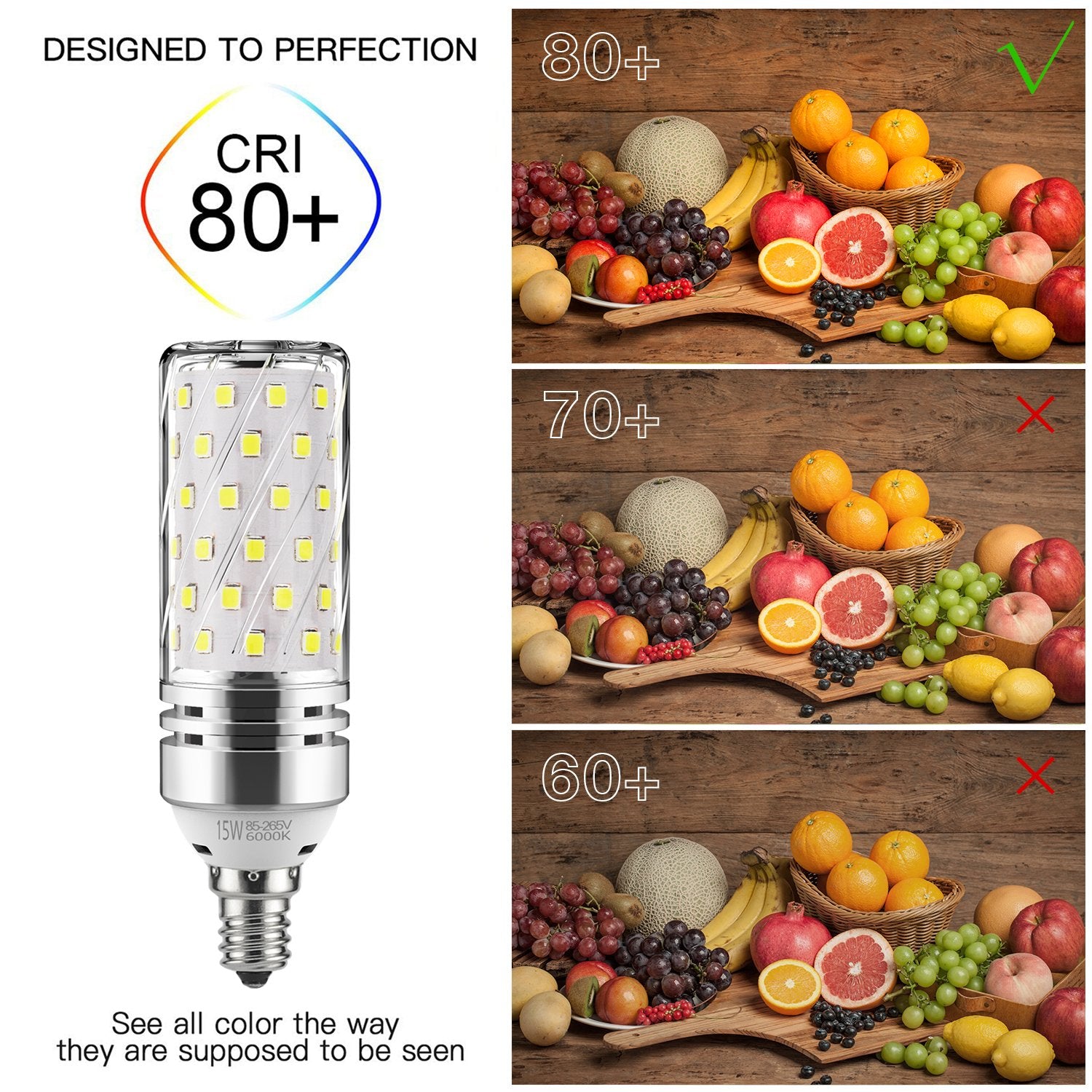Gezee E12 Led Corn Bulbs,15W Led Candelabra Light Bulbs 120 Watt Equivalent, 1500Lm, Daylight White 6000K Led Chandelier Bulbs,