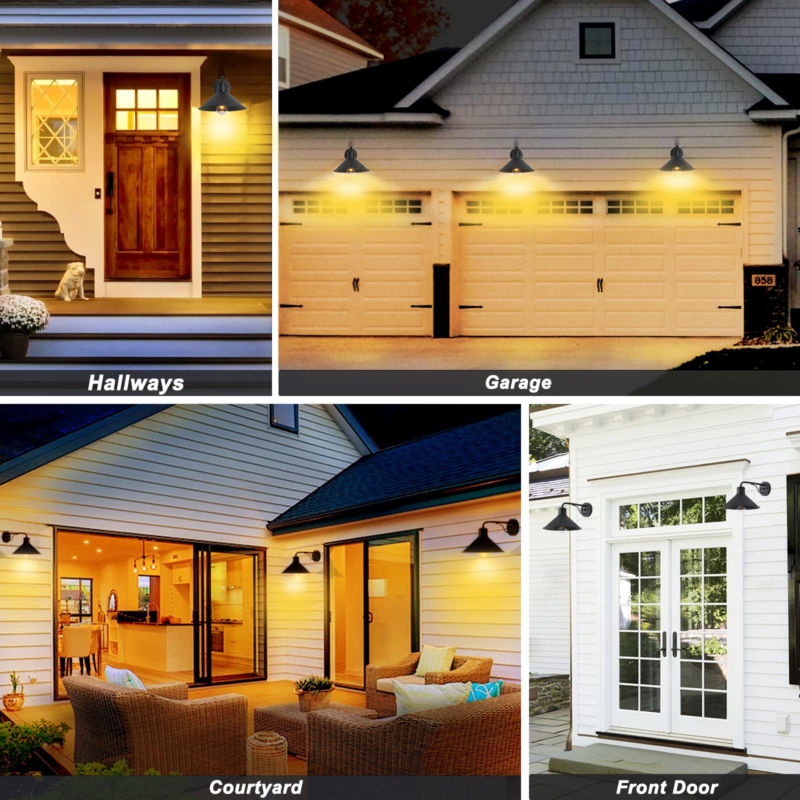 Ptrworoa Dusk To Dawn Sensor Wall Sconce Outdoor Lighting Fixture  Industrial Outdoor Barn Light Matte Black Exterior Wall Sconce For Patio Doorway Porch Entryway Garage  2 Pack