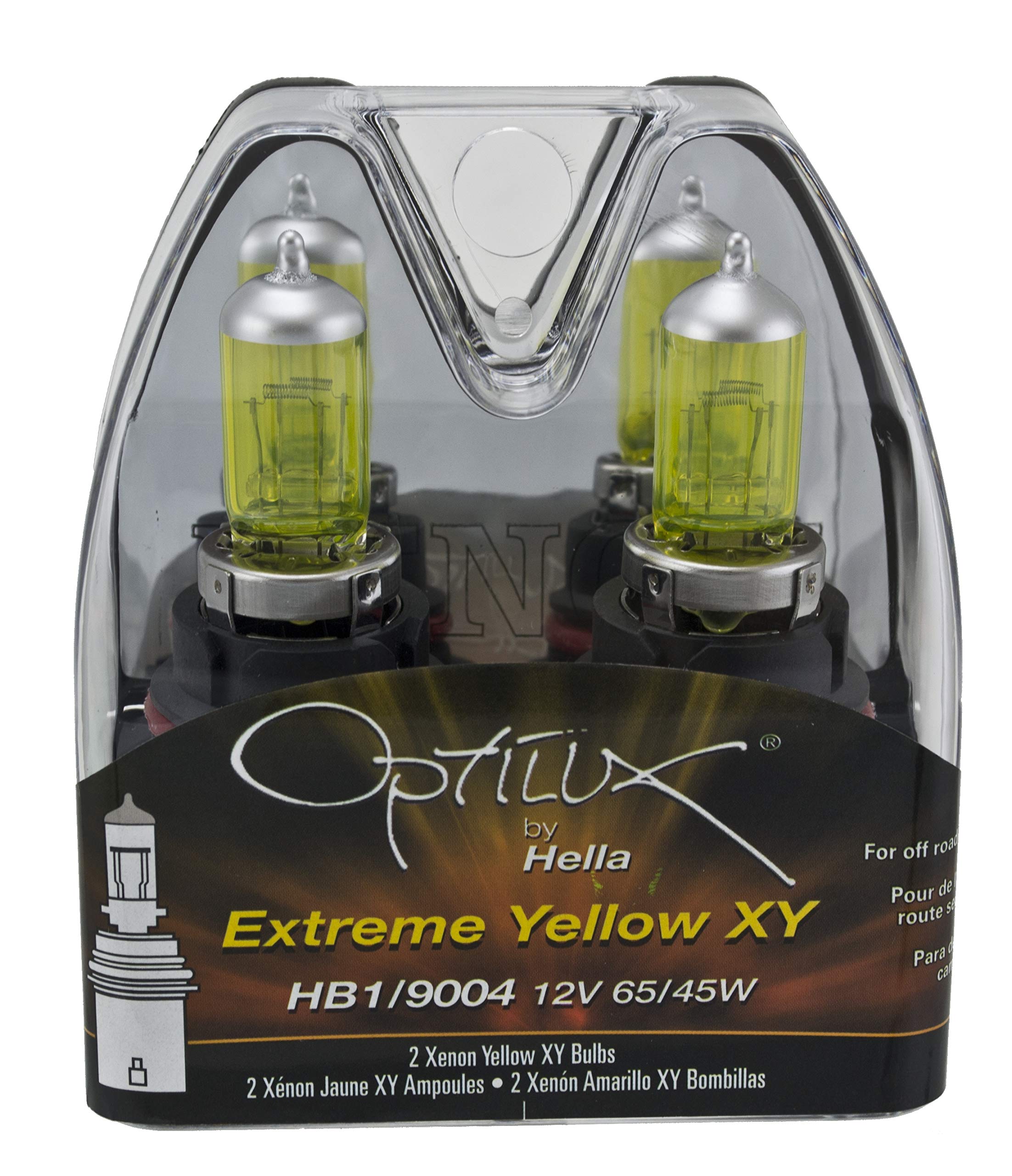Hella H71070562 Optilux XY Series HB1 9004 Xenon Yellow Halogen Bulbs, 12V, 65/45W, 2 Pack