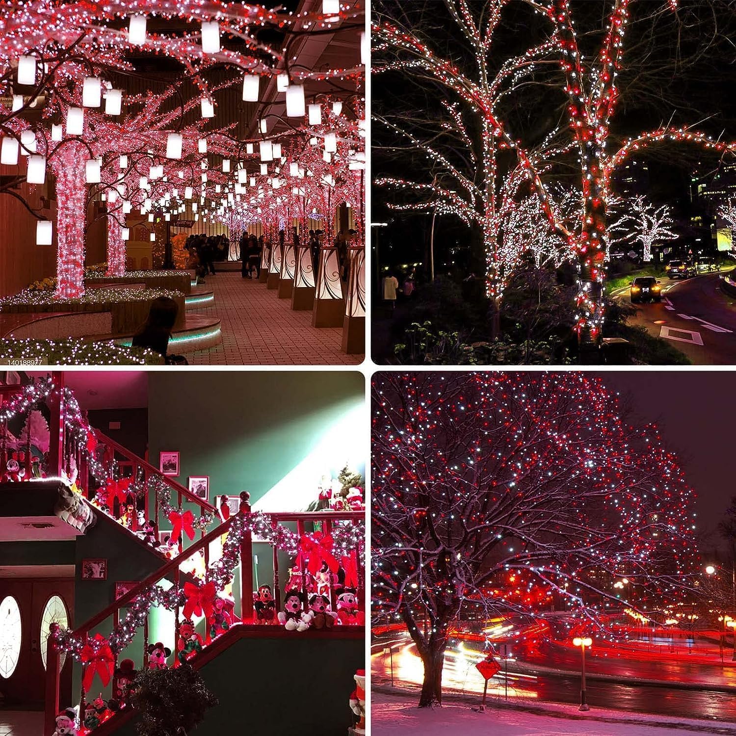 BHCLIGHT Connectable String Lights 240 LED 95Ft Green Wire Red & White Indoor Outdoor with Timer, Model MLS-D-02900207-SW