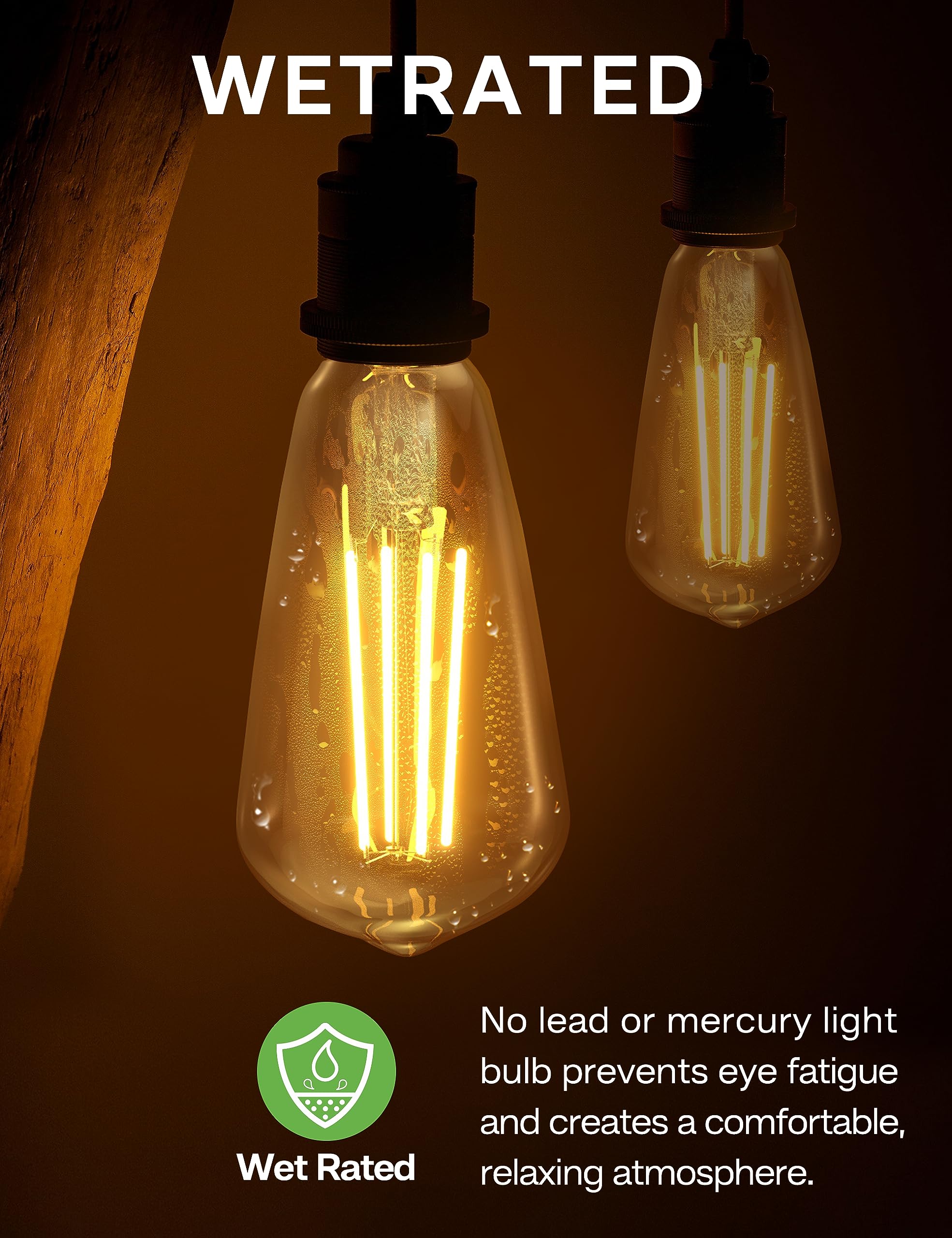 Eastiya Dusk to Dawn LED Edison Bulbs, 60W Equivalent, Soft White 2700K, E26 Base, 600LM, Vintage Style, 4 Pack for Outdoor Use