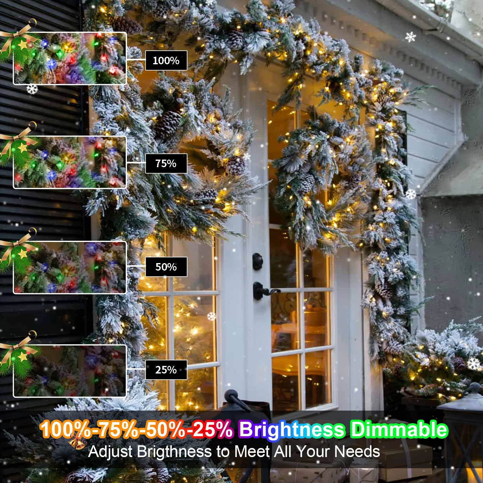 100 Led Christmas String Lights Battery Operated, Dual Color Changing Fairy Lights 33Ft Green Wire With Remote Timer Outdoor Indoor Twinkle Lights For Xmas Tree Party Decor Warm White & Multi-Color